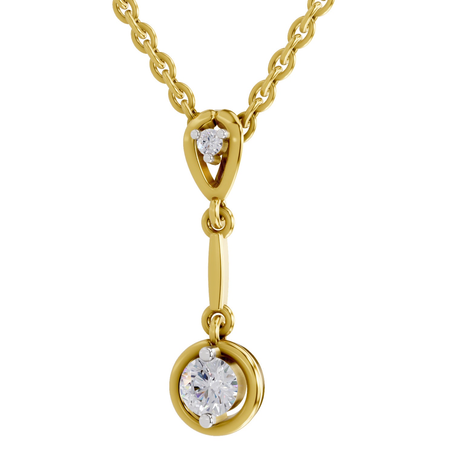 0.27 Round Shape | 925 Sterling Silver Gold Plated Pendant