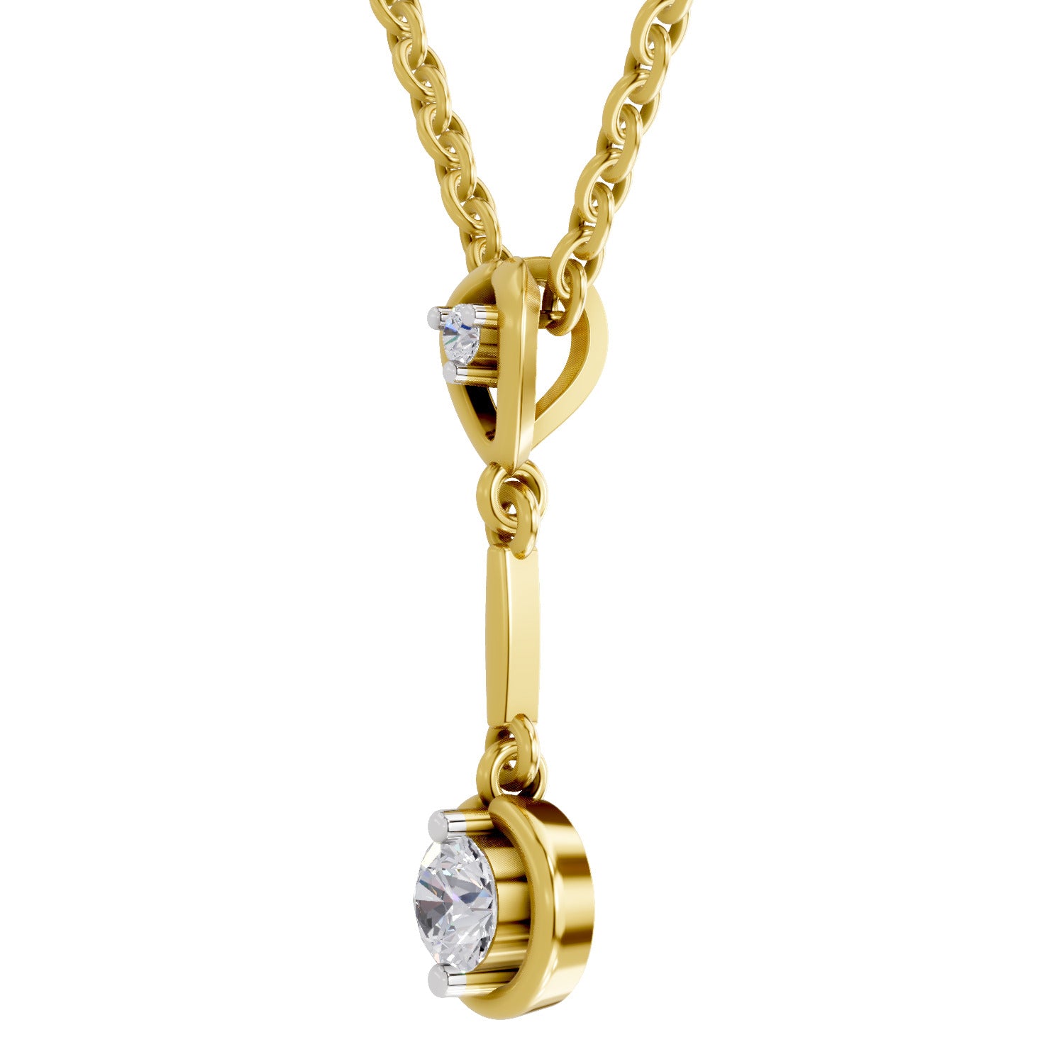 0.27 Round Shape | 925 Sterling Silver Gold Plated Pendant
