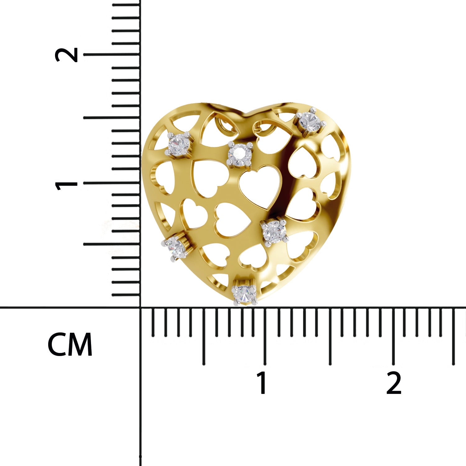 0.13 Round Shape | 925 Sterling Silver Gold Plated Heart Pendant