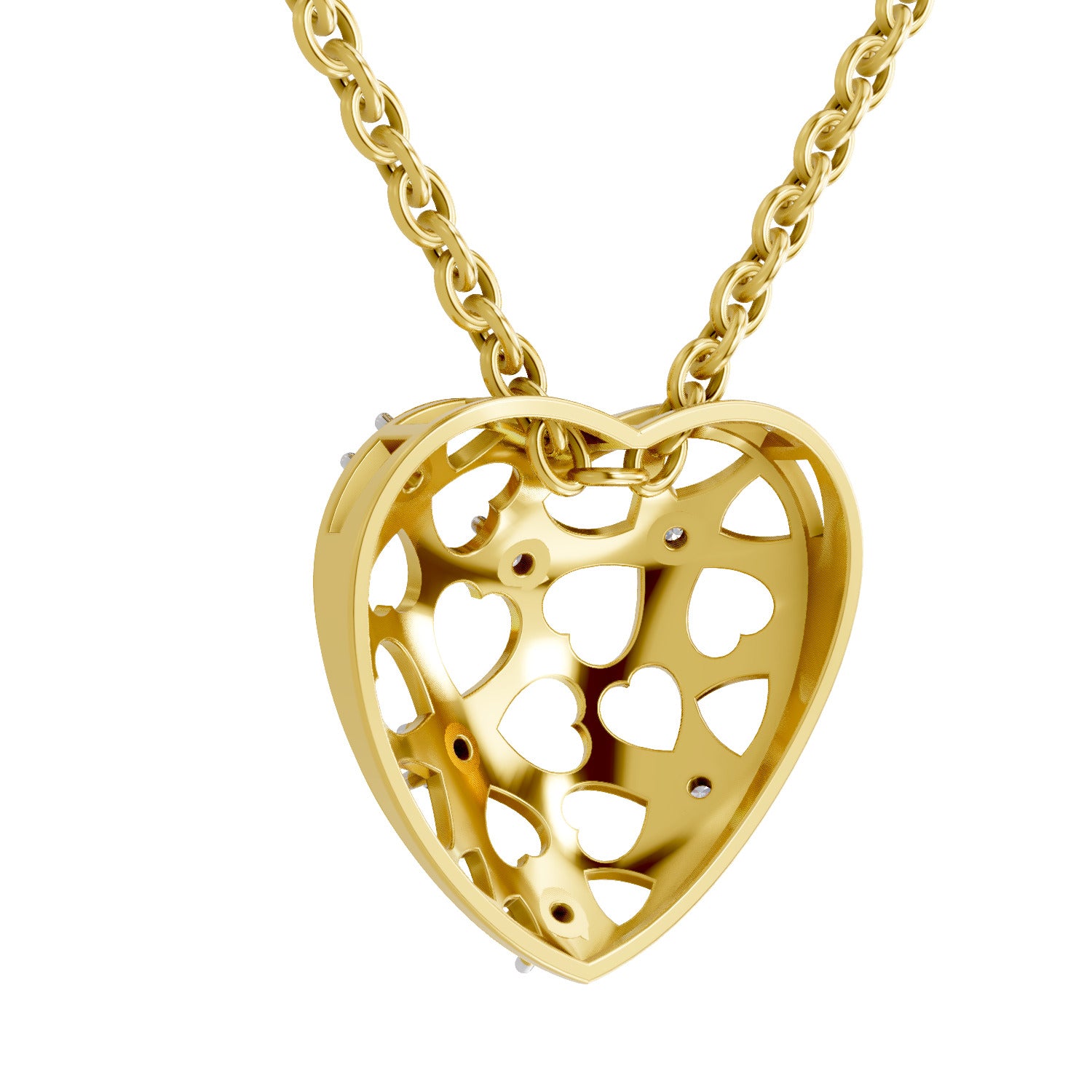 0.13 Round Shape | 925 Sterling Silver Gold Plated Heart Pendant