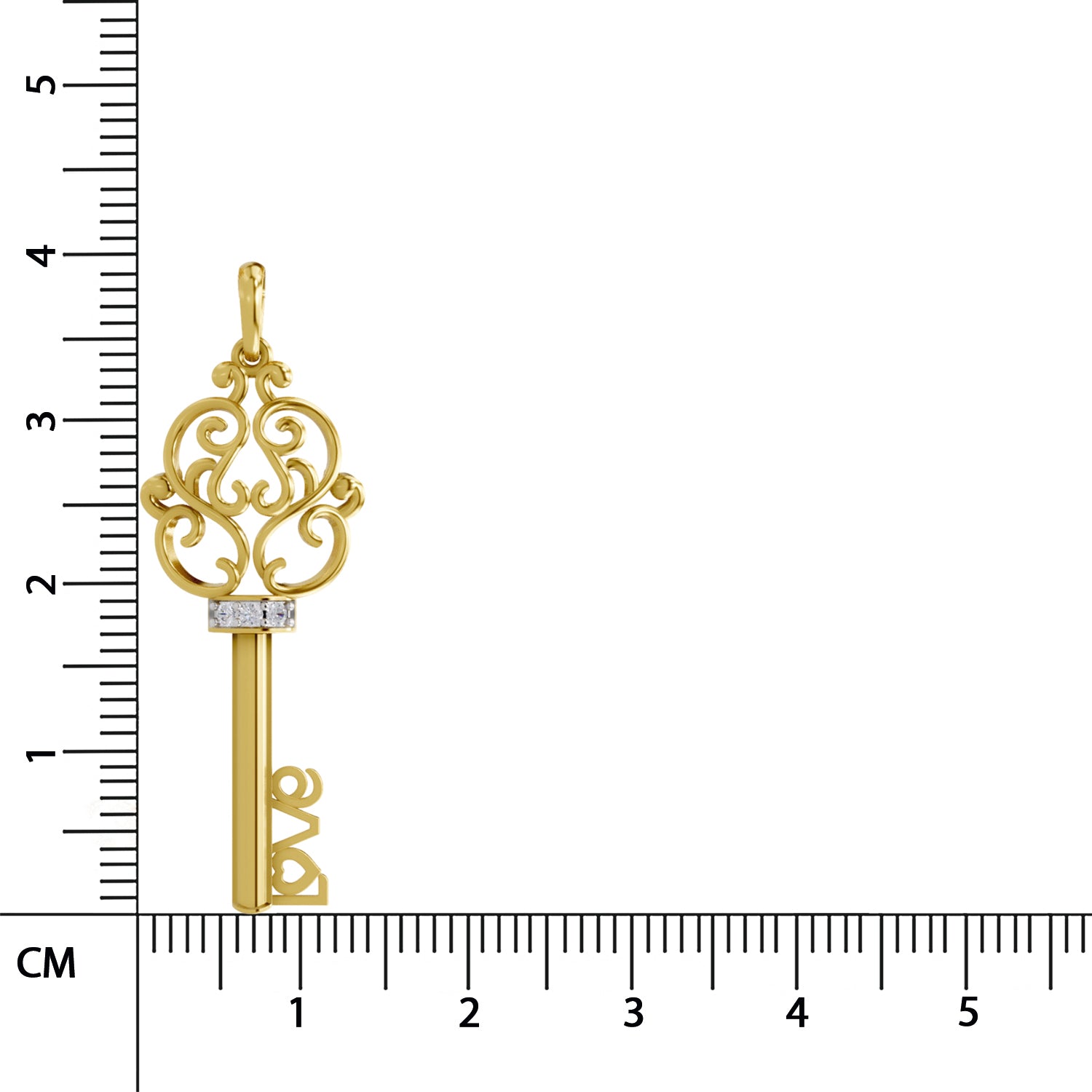 0.04 Round Shape | 925 Sterling Silver Gold Plated Key to Love Pendant