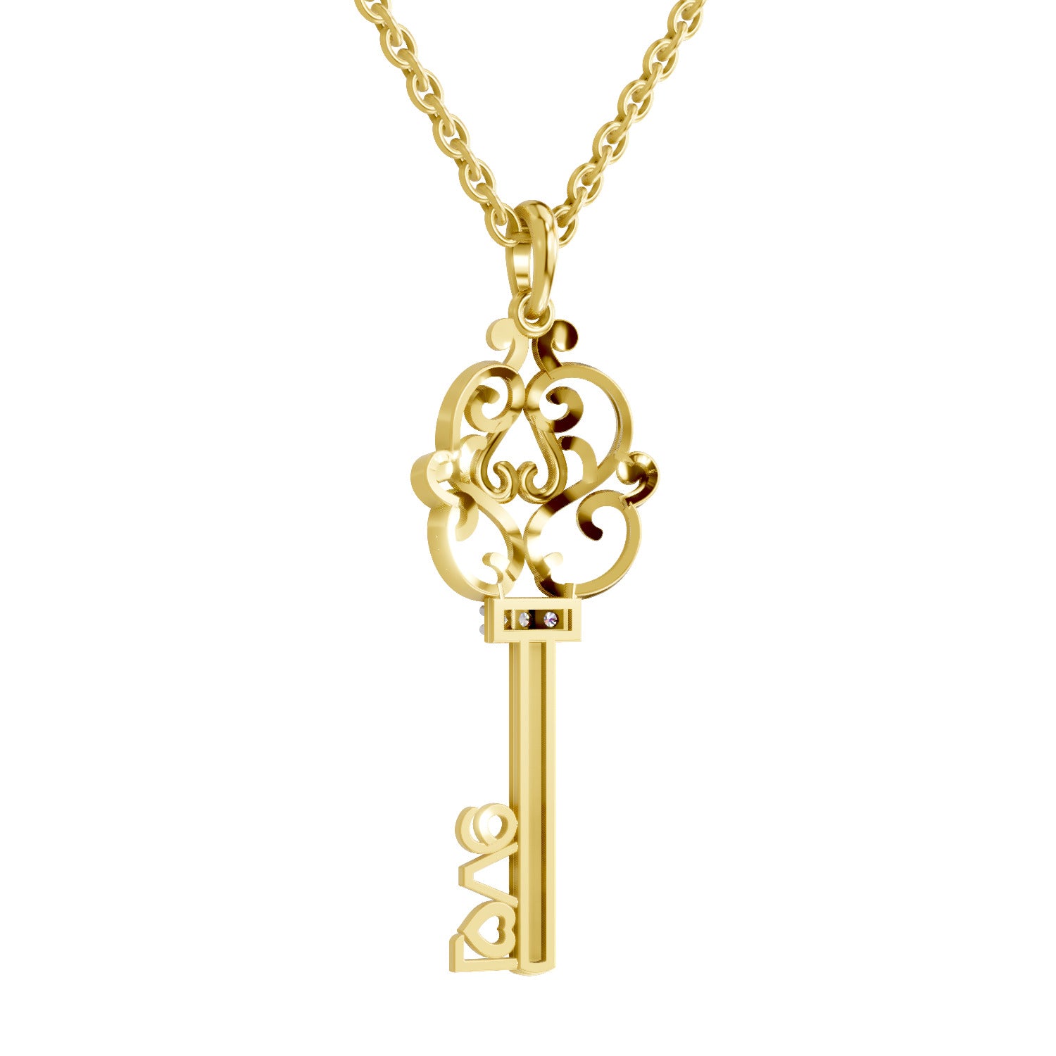 0.04 Round Shape | 925 Sterling Silver Gold Plated Key to Love Pendant