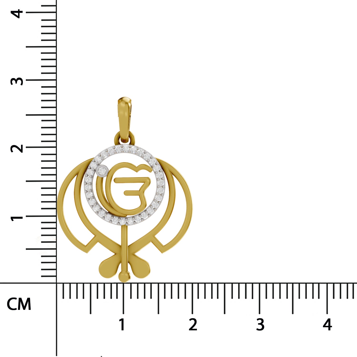 0.16 Round Shape | 925 Sterling Silver Gold Plated Pure Khalsa Pendant