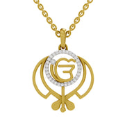 0.16 Round Shape | 925 Sterling Silver Gold Plated Pure Khalsa Pendant