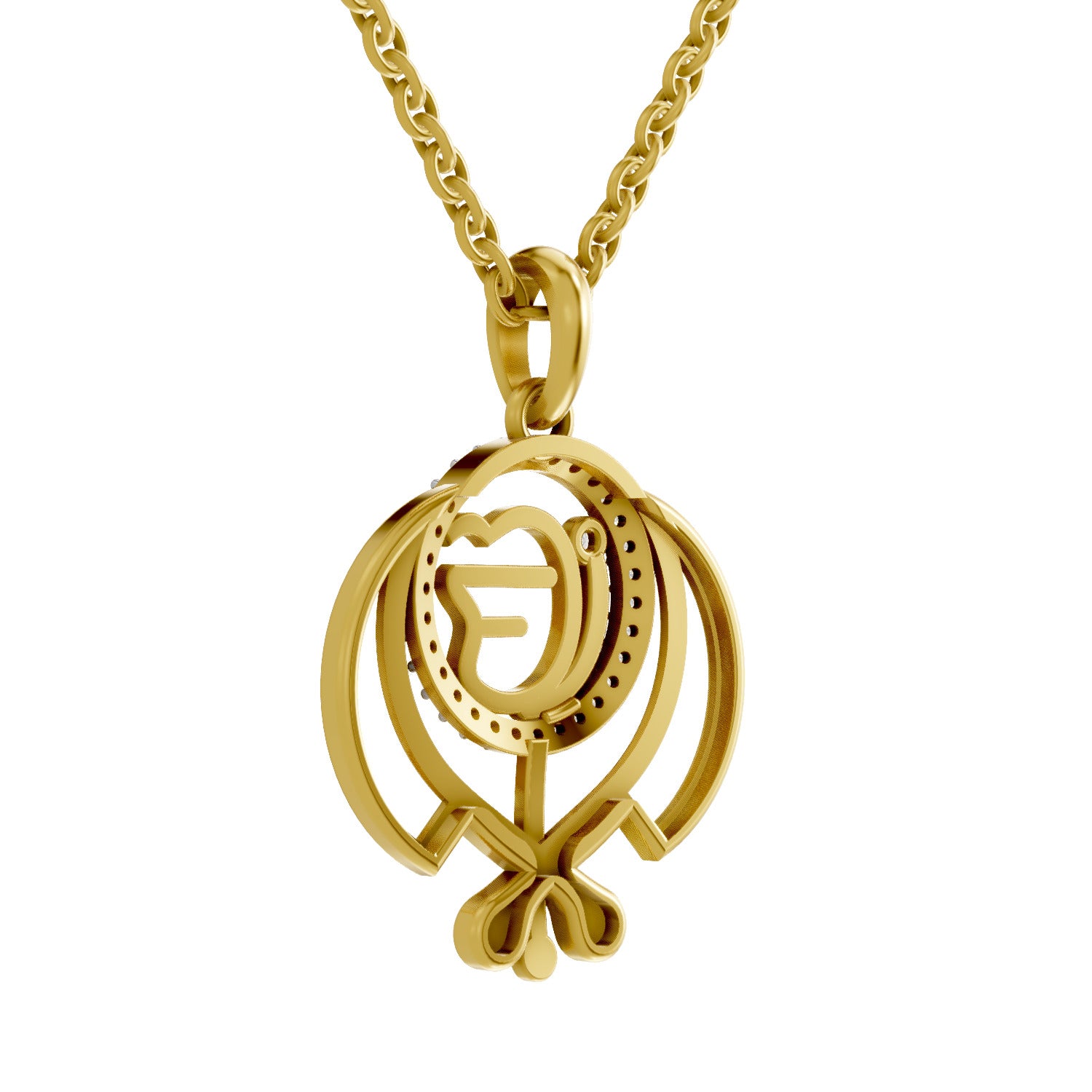 0.16 Round Shape | 925 Sterling Silver Gold Plated Pure Khalsa Pendant