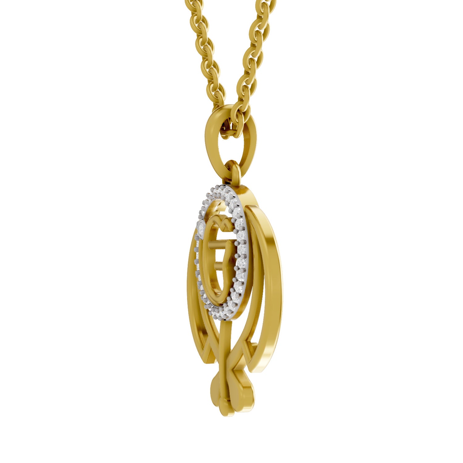 0.16 Round Shape | 925 Sterling Silver Gold Plated Pure Khalsa Pendant