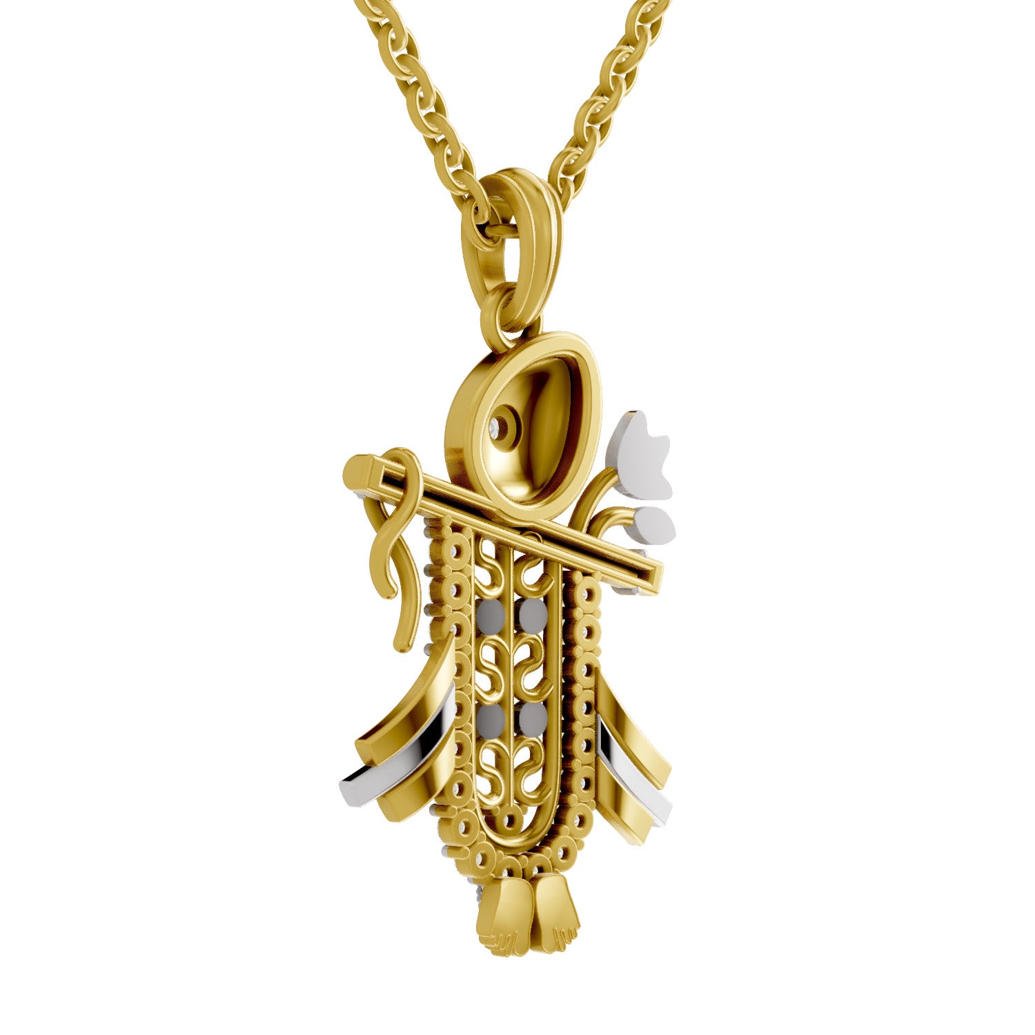 0.26 Round Shape | 925 Sterling Silver Gold Plated Divine Krishna Pendant