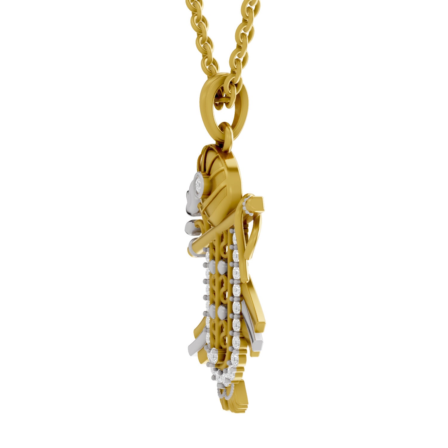 0.26 Round Shape | 925 Sterling Silver Gold Plated Divine Krishna Pendant