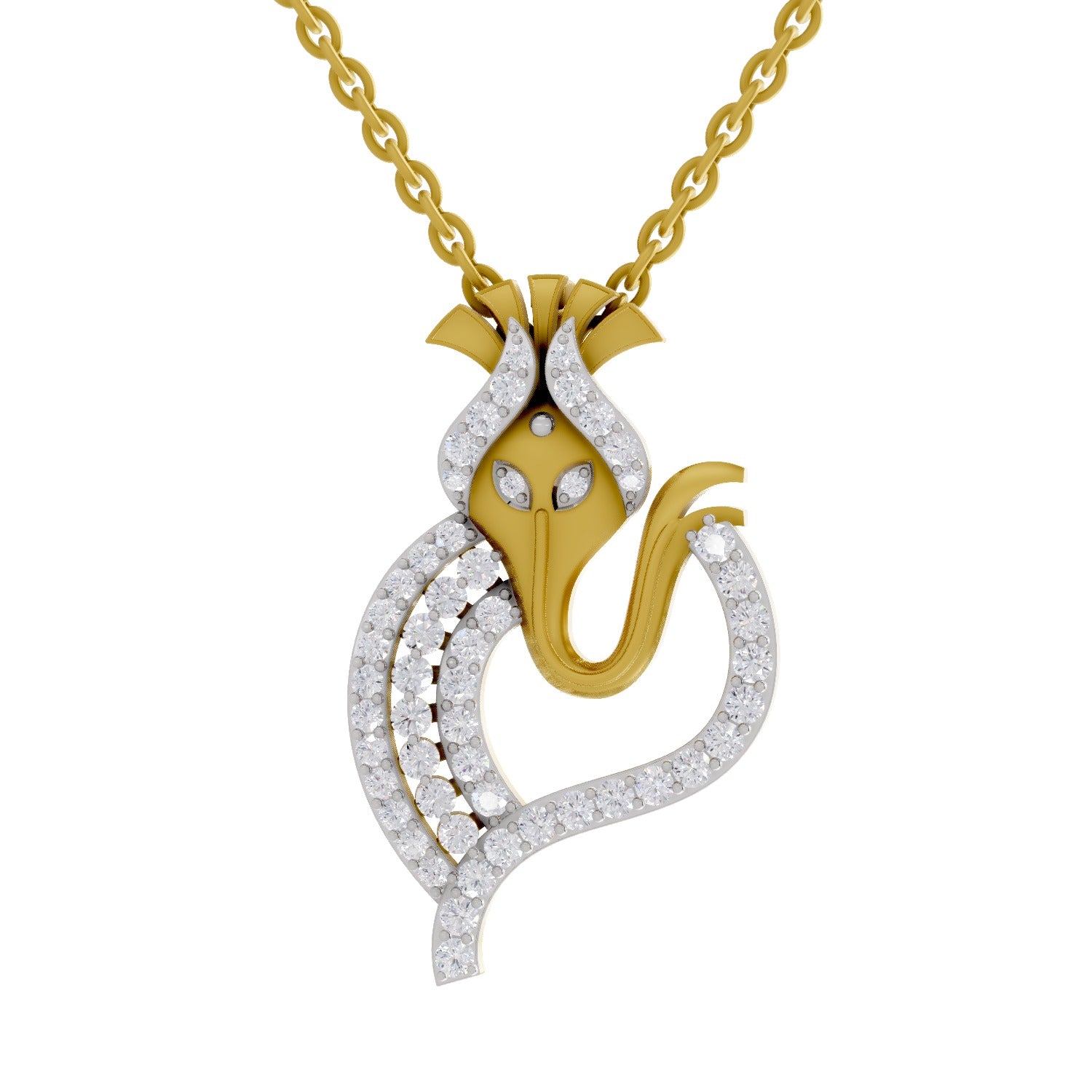 0.93 Round Shape | 925 Sterling Silver Gold Plated Ganesha Pendant