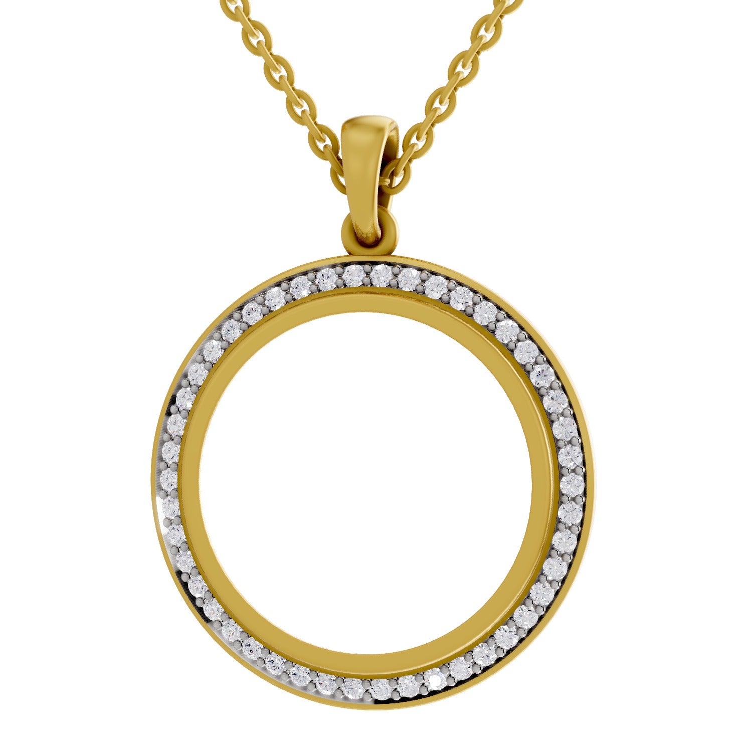 0.64 Round Shape | 925 Sterling Silver Gold Plated Circle Of Life Pendant