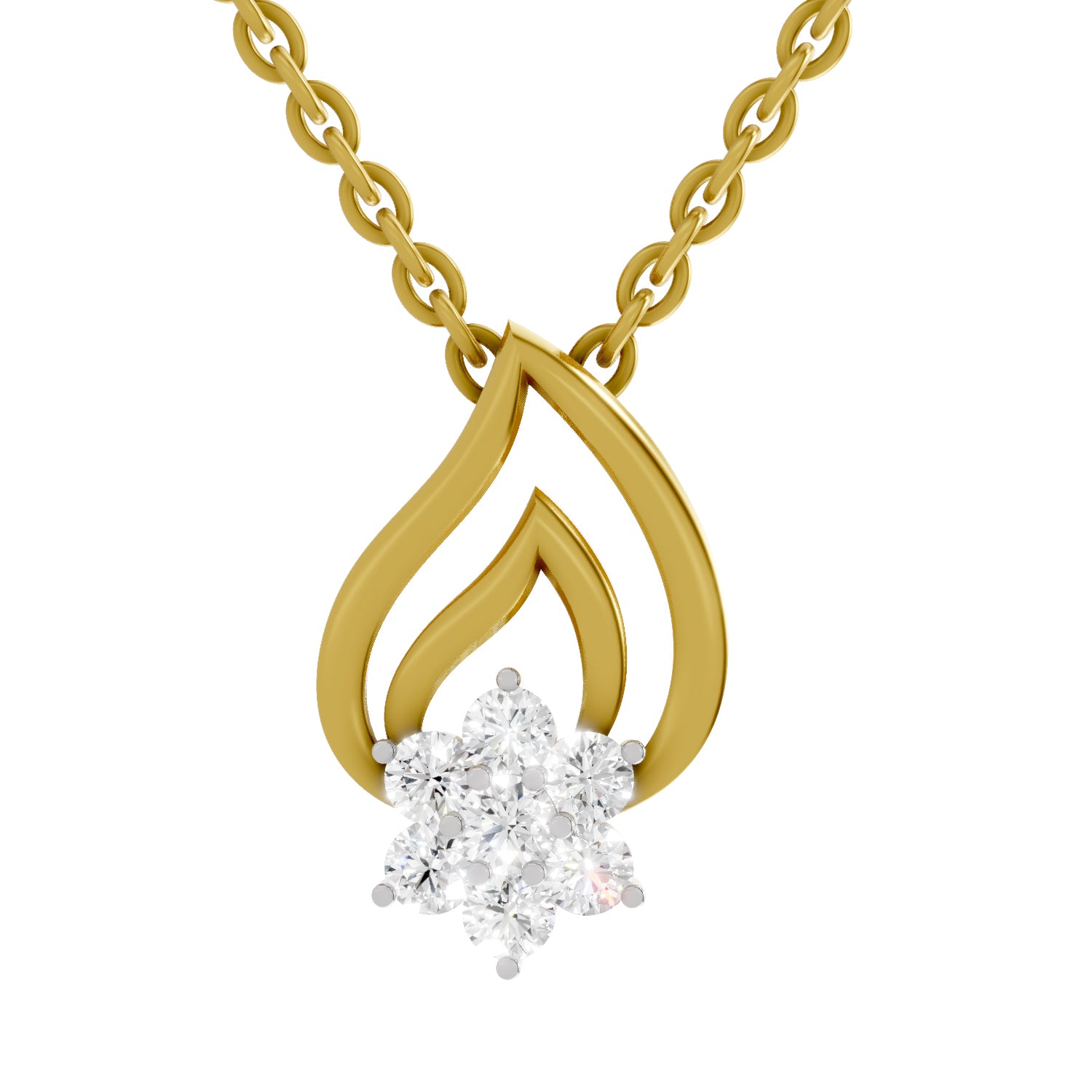 0.33 Carat| 925 Sterling Silver Gold Plated Floral Pendant Necklace