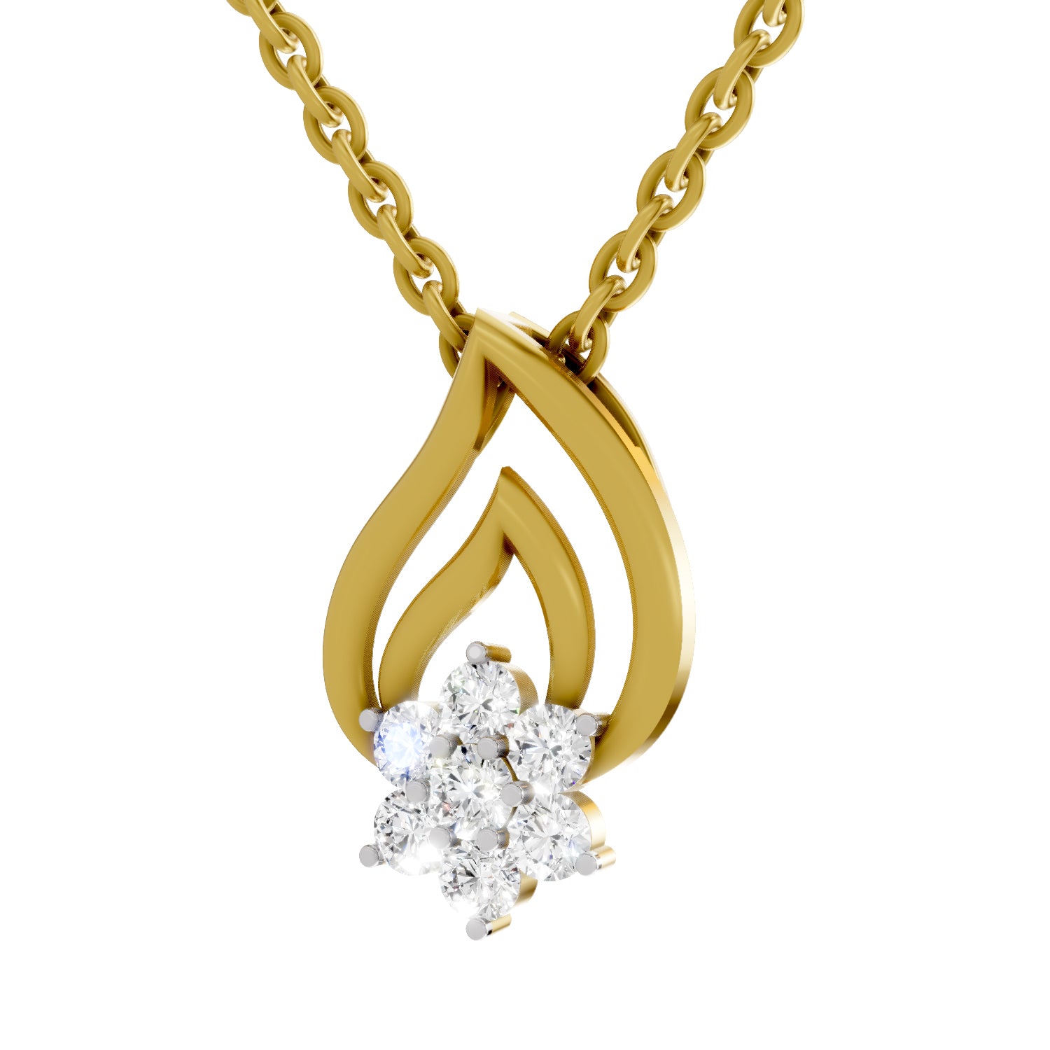 0.33 Carat| 925 Sterling Silver Gold Plated Floral Pendant Necklace