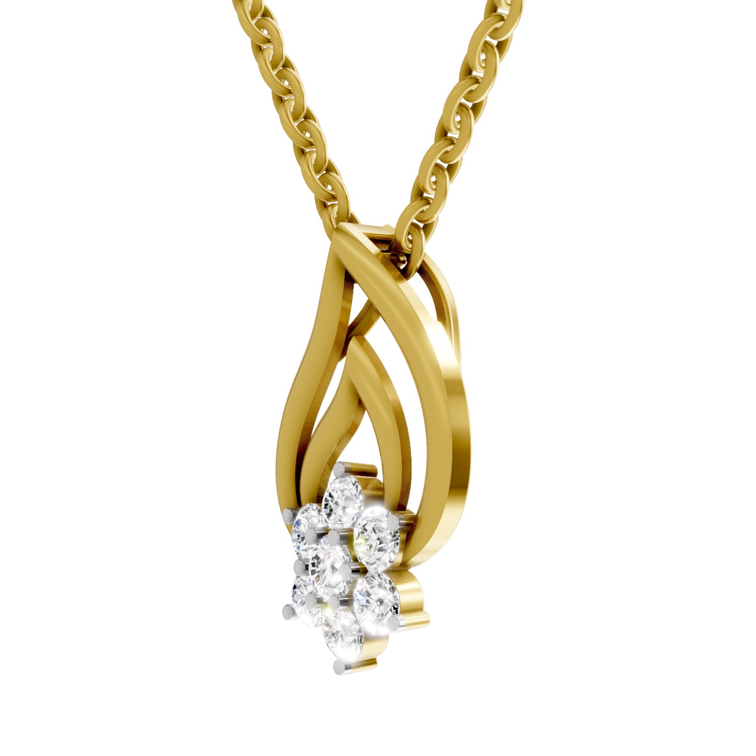 0.33 Carat| 925 Sterling Silver Gold Plated Floral Pendant Necklace