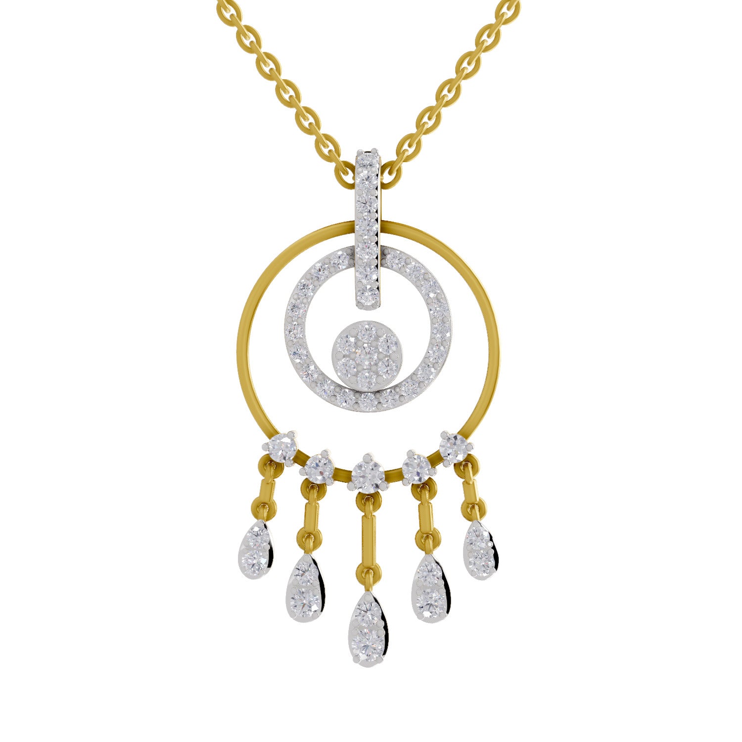0.81 Round Shape | 925 Sterling Silver Gold Plated Dream Catcher Pendant