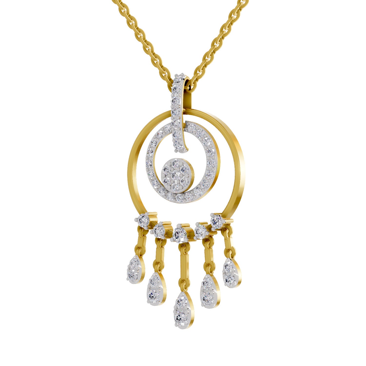 0.81 Round Shape | 925 Sterling Silver Gold Plated Dream Catcher Pendant