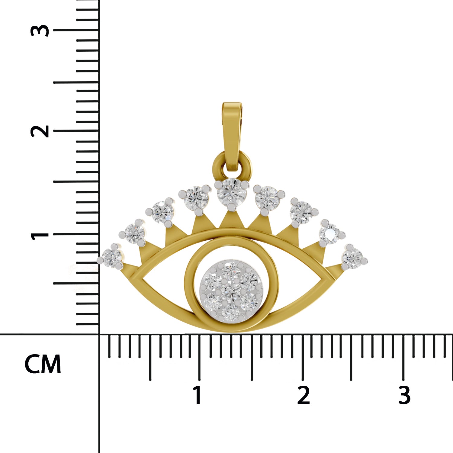 0.38 Round Shape | 925 Sterling Silver Gold Plated Evil Eye Pendant