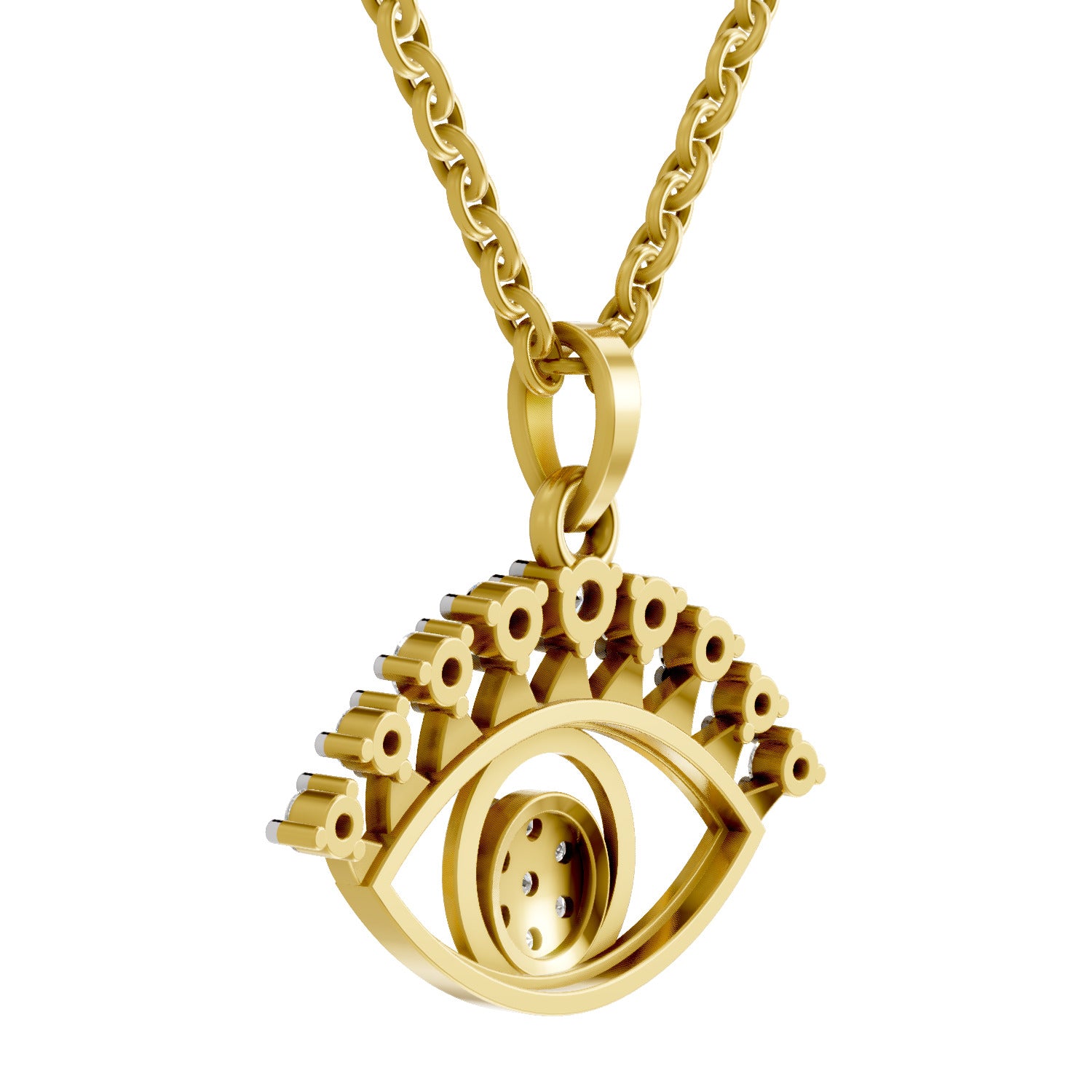 0.38 Round Shape | 925 Sterling Silver Gold Plated Evil Eye Pendant