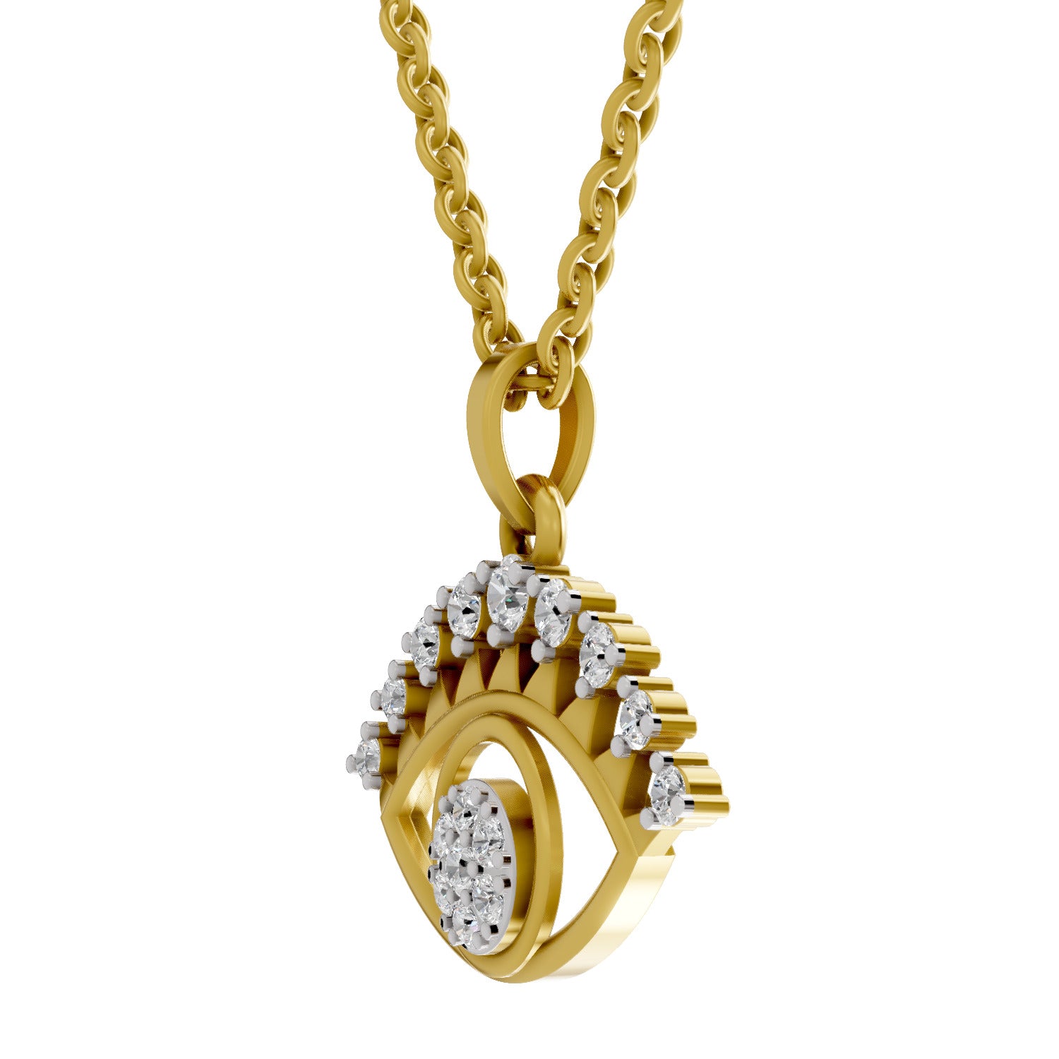 0.38 Round Shape | 925 Sterling Silver Gold Plated Evil Eye Pendant