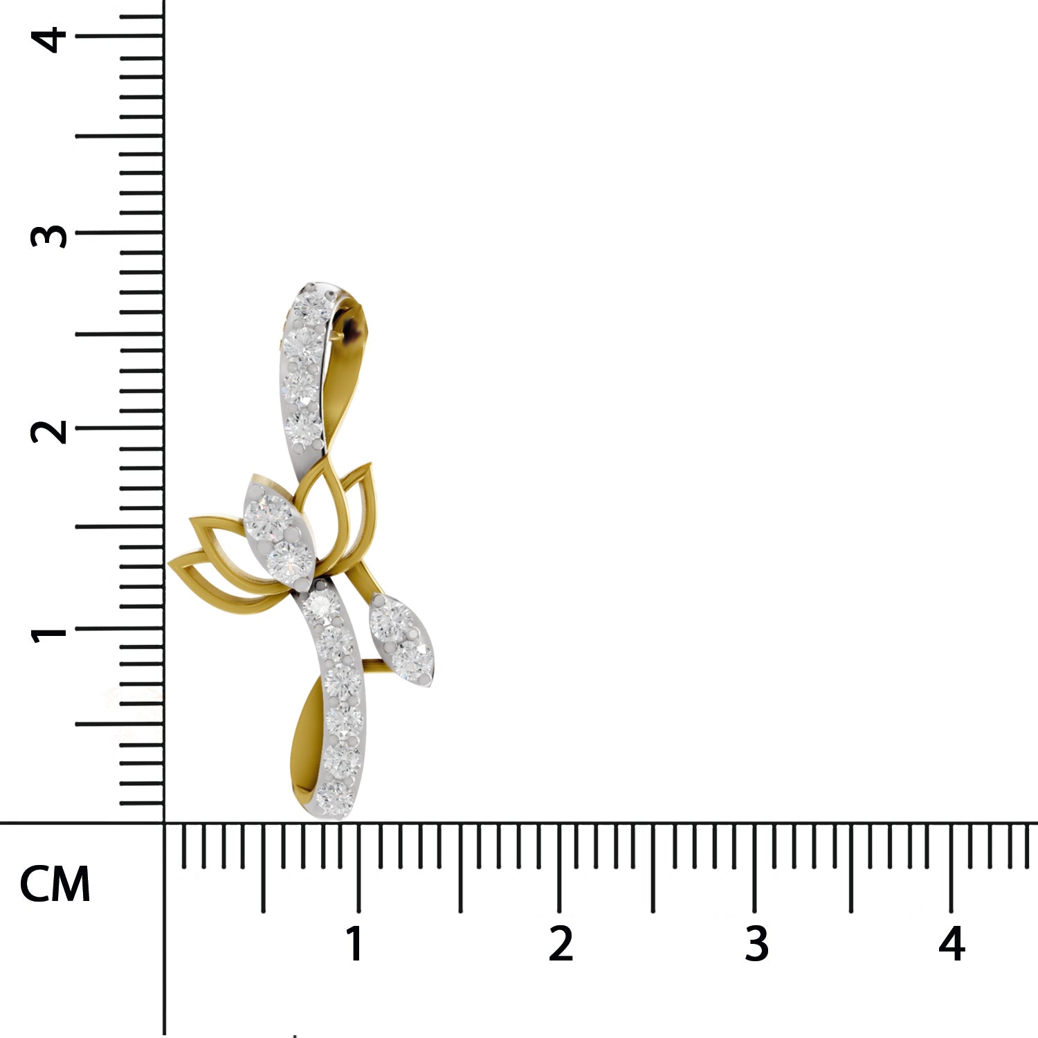 0.28 Round Shape | 925 Sterling Silver Gold Plated Lotus Pendant
