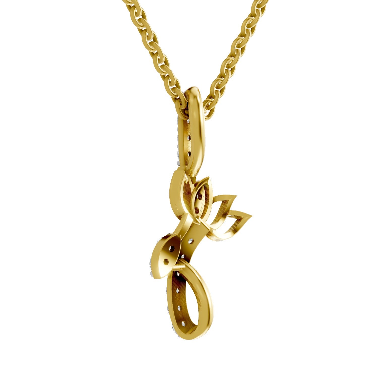 0.28 Round Shape | 925 Sterling Silver Gold Plated Lotus Pendant