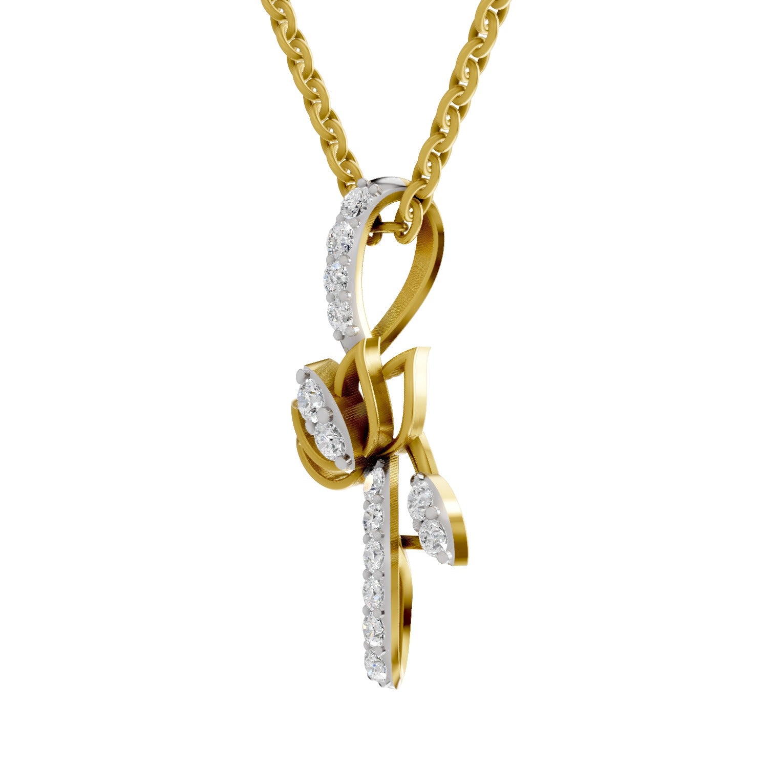 0.28 Round Shape | 925 Sterling Silver Gold Plated Lotus Pendant