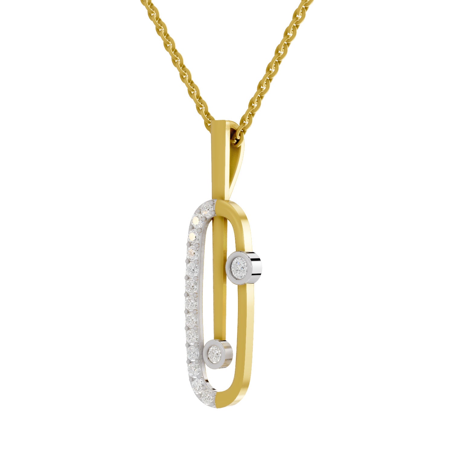 0.62 Round Shape | 925 Sterling Silver Gold Plated Fashion Pendant