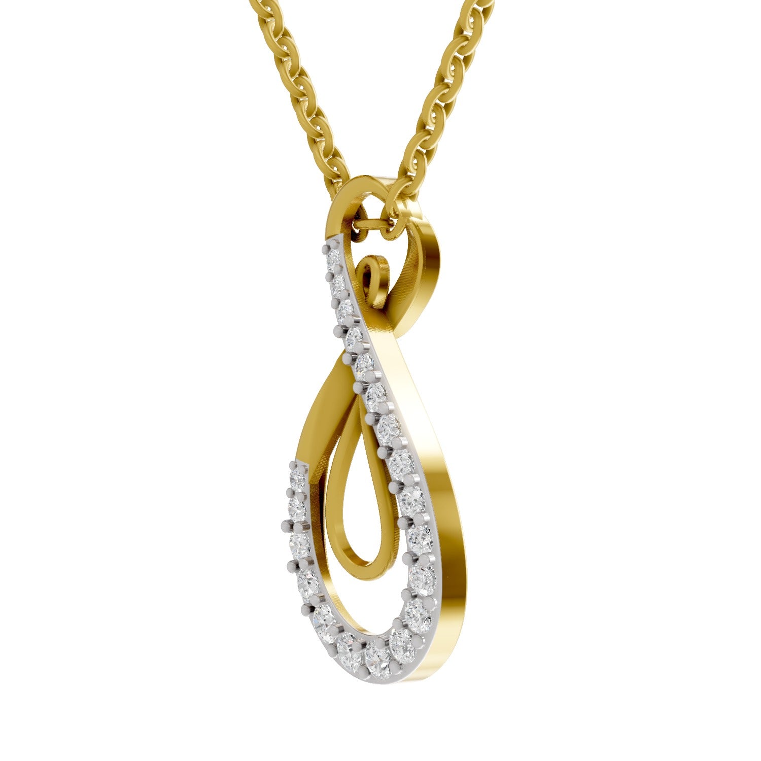 0.44 Round Shape | 925 Sterling Silver Gold Plated Infinity Pendant