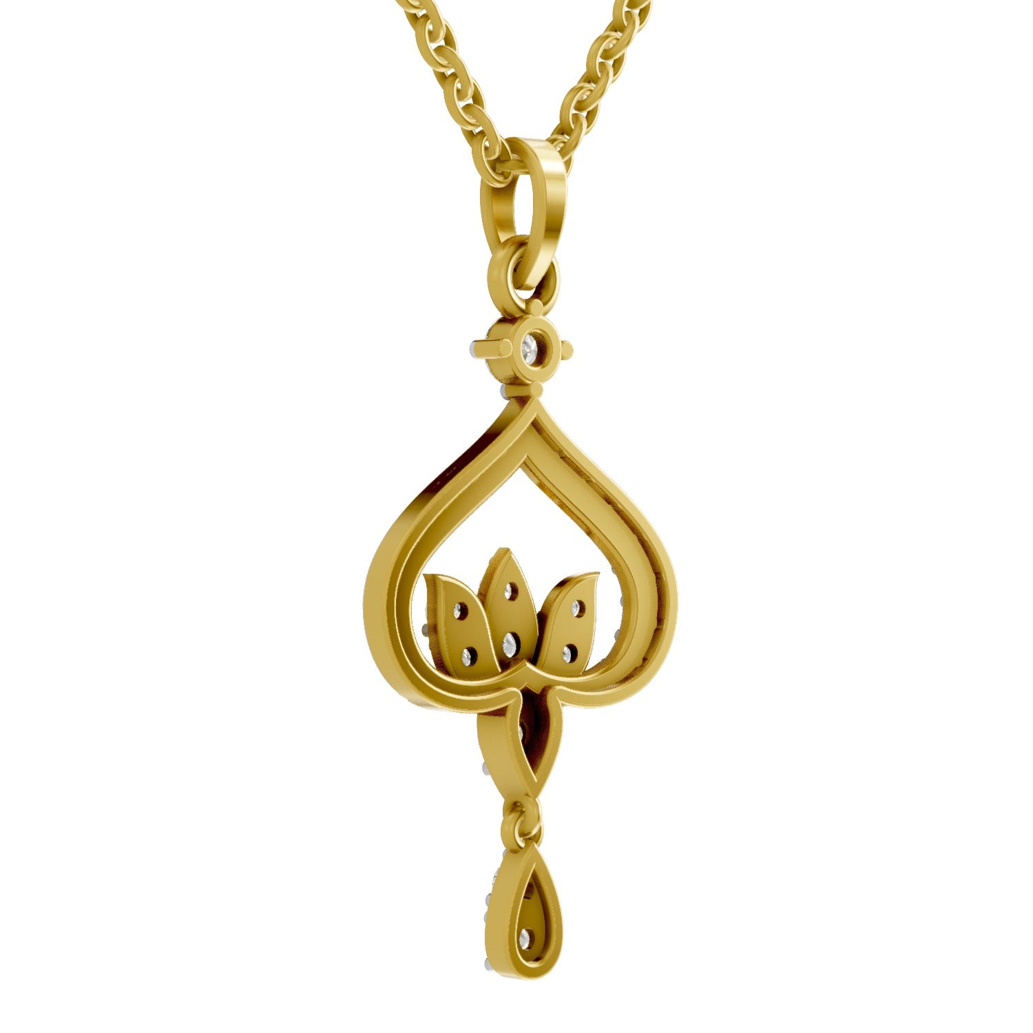 0.6 Carat| 925 Sterling Silver Gold Plated Lotus Pendant Necklace