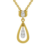 0.26 Round Shape | 925 Sterling Silver Gold Plated Lotus Pendant