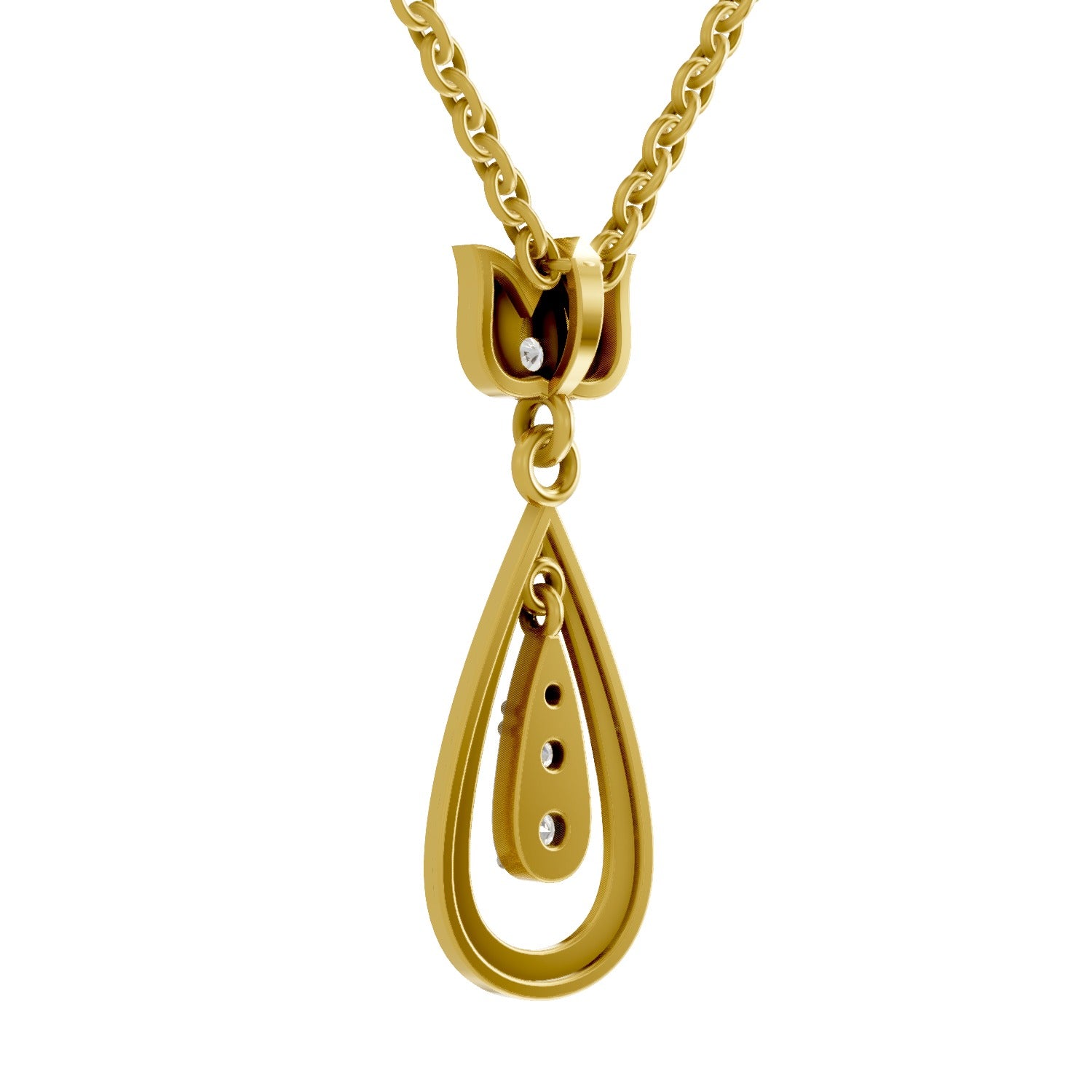 0.26 Round Shape | 925 Sterling Silver Gold Plated Lotus Pendant