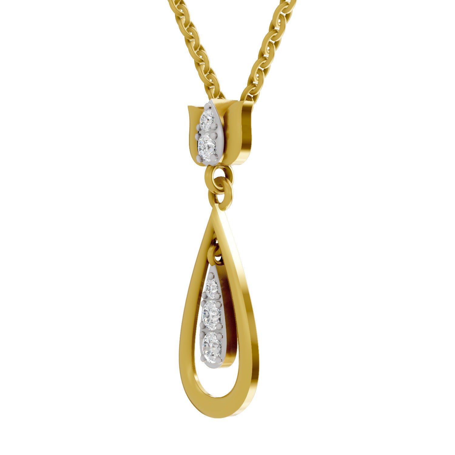 0.26 Round Shape | 925 Sterling Silver Gold Plated Lotus Pendant