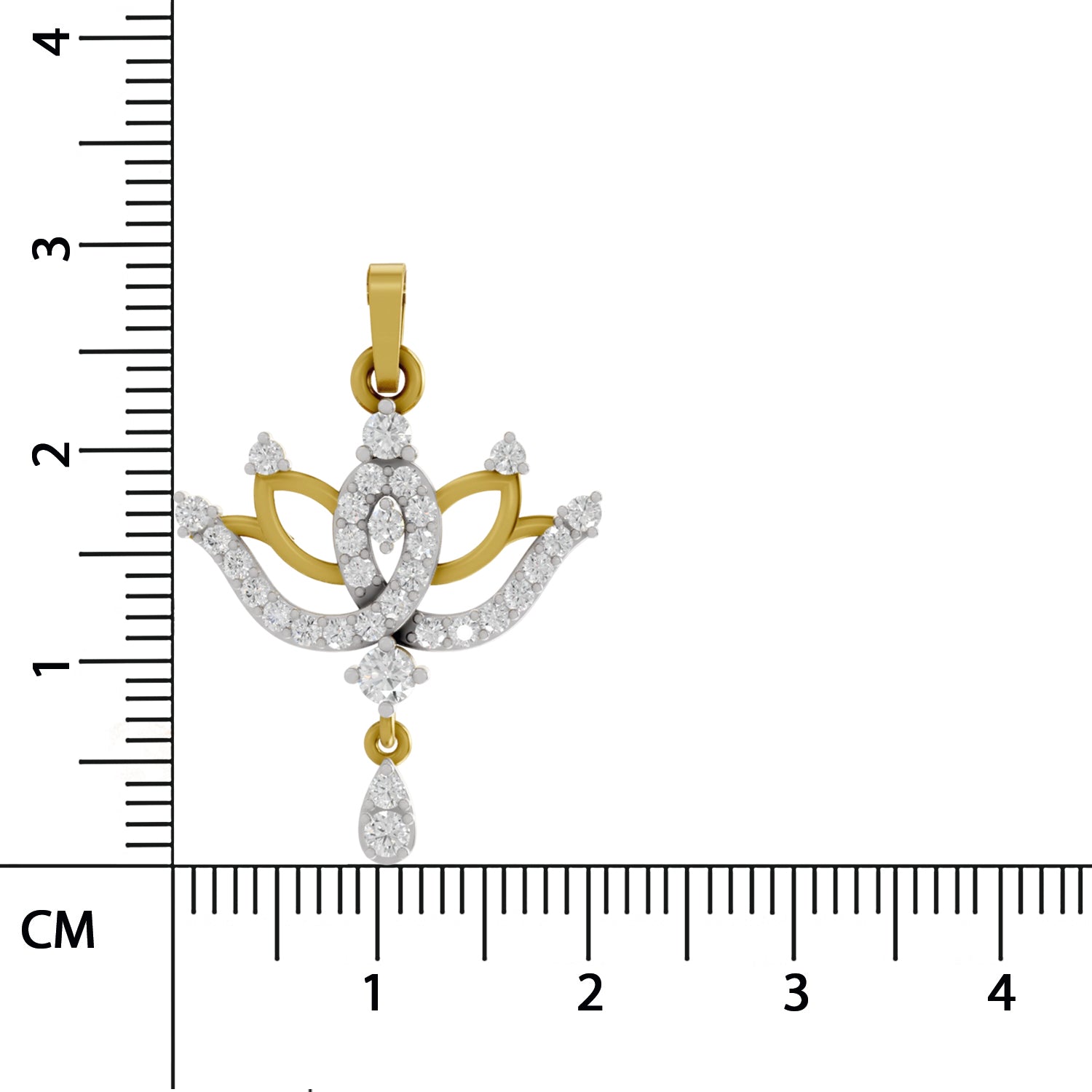 0.49 Round Shape | 925 Sterling Silver Gold Plated Lotus Pendant