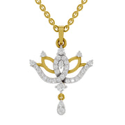 0.49 Round Shape | 925 Sterling Silver Gold Plated Lotus Pendant