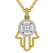 0.35 Round Shape | 925 Sterling Silver Gold Plated Hamsa Hand Pendant