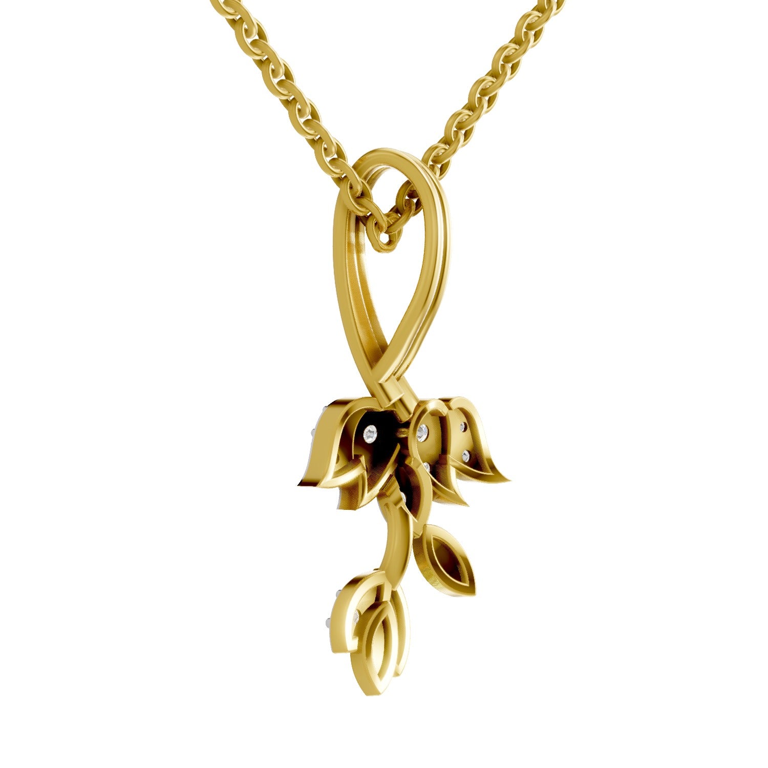 0.34 Round Shape | 925 Sterling Silver Gold Plated Lotus Pendant