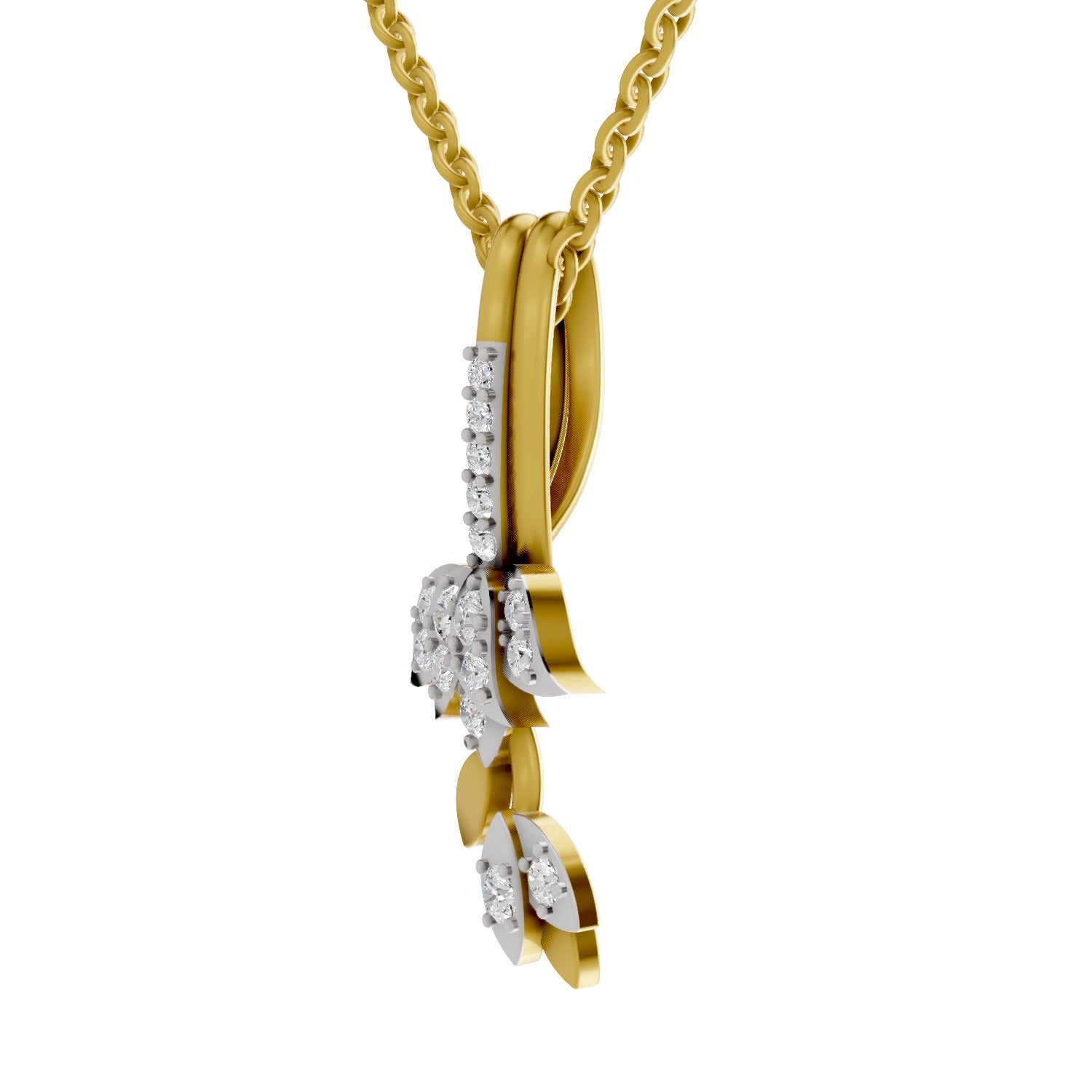 0.34 Round Shape | 925 Sterling Silver Gold Plated Lotus Pendant