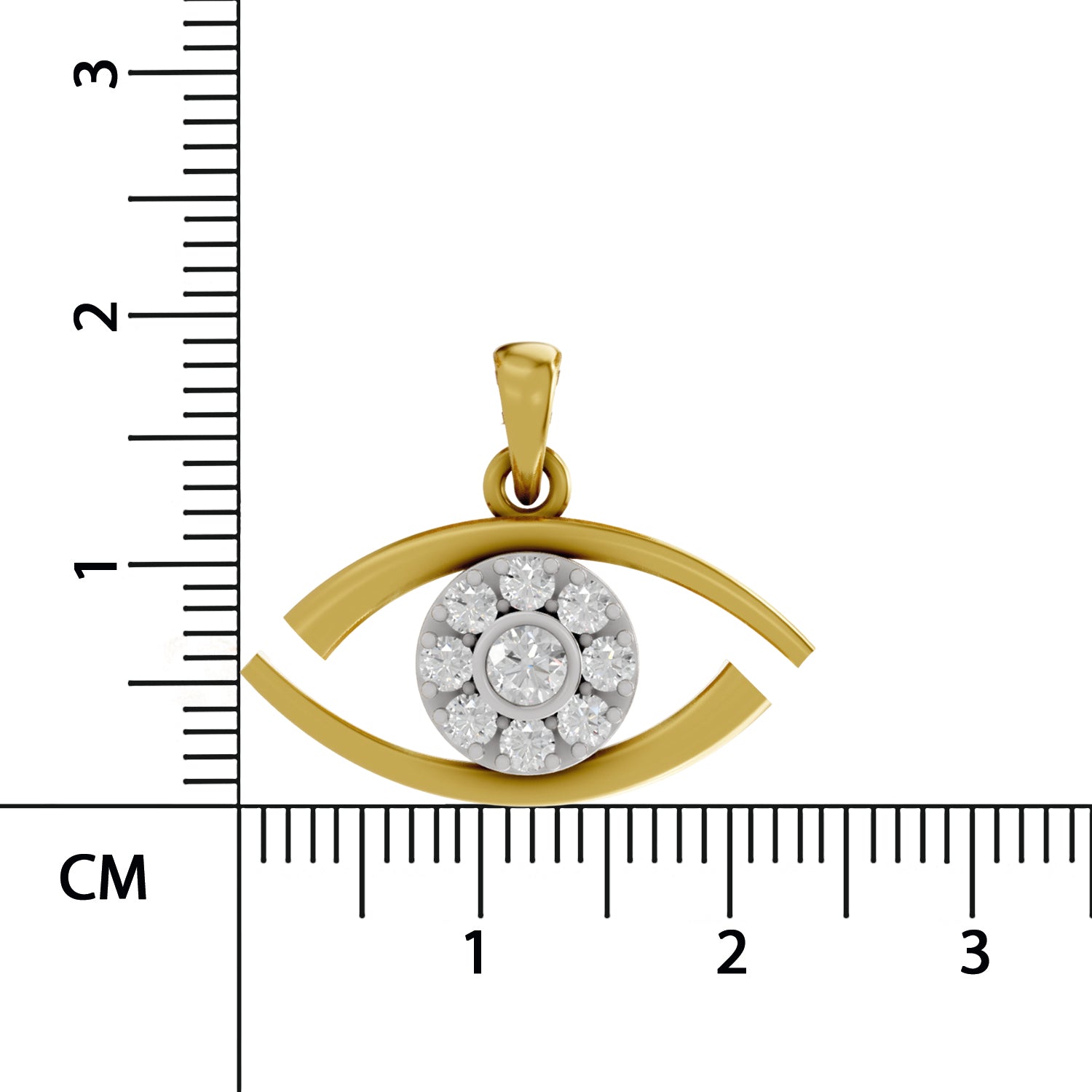0.51 Carat| 925 Sterling Silver Gold Plated Eye Pendant Necklace