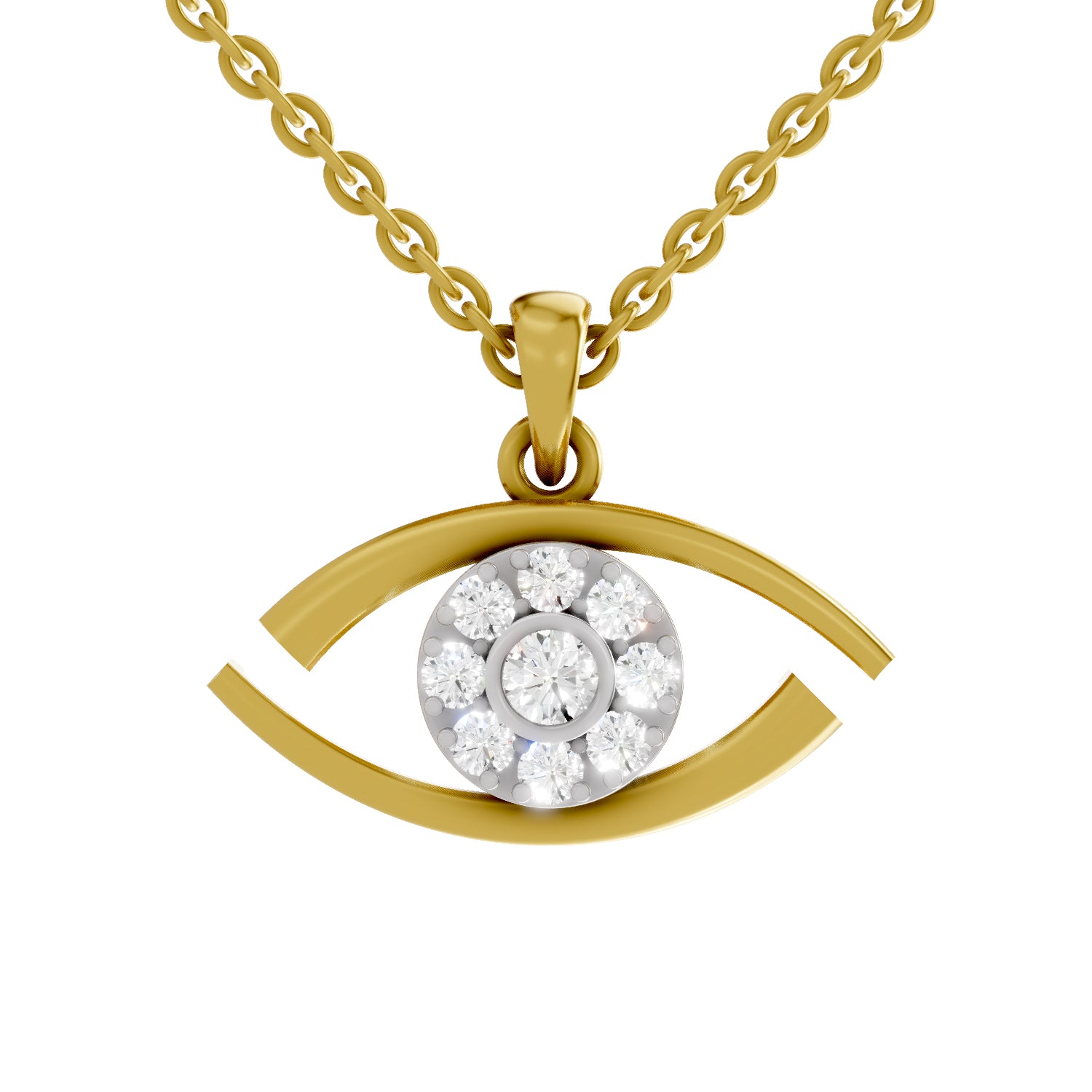 0.51 Carat| 925 Sterling Silver Gold Plated Eye Pendant Necklace