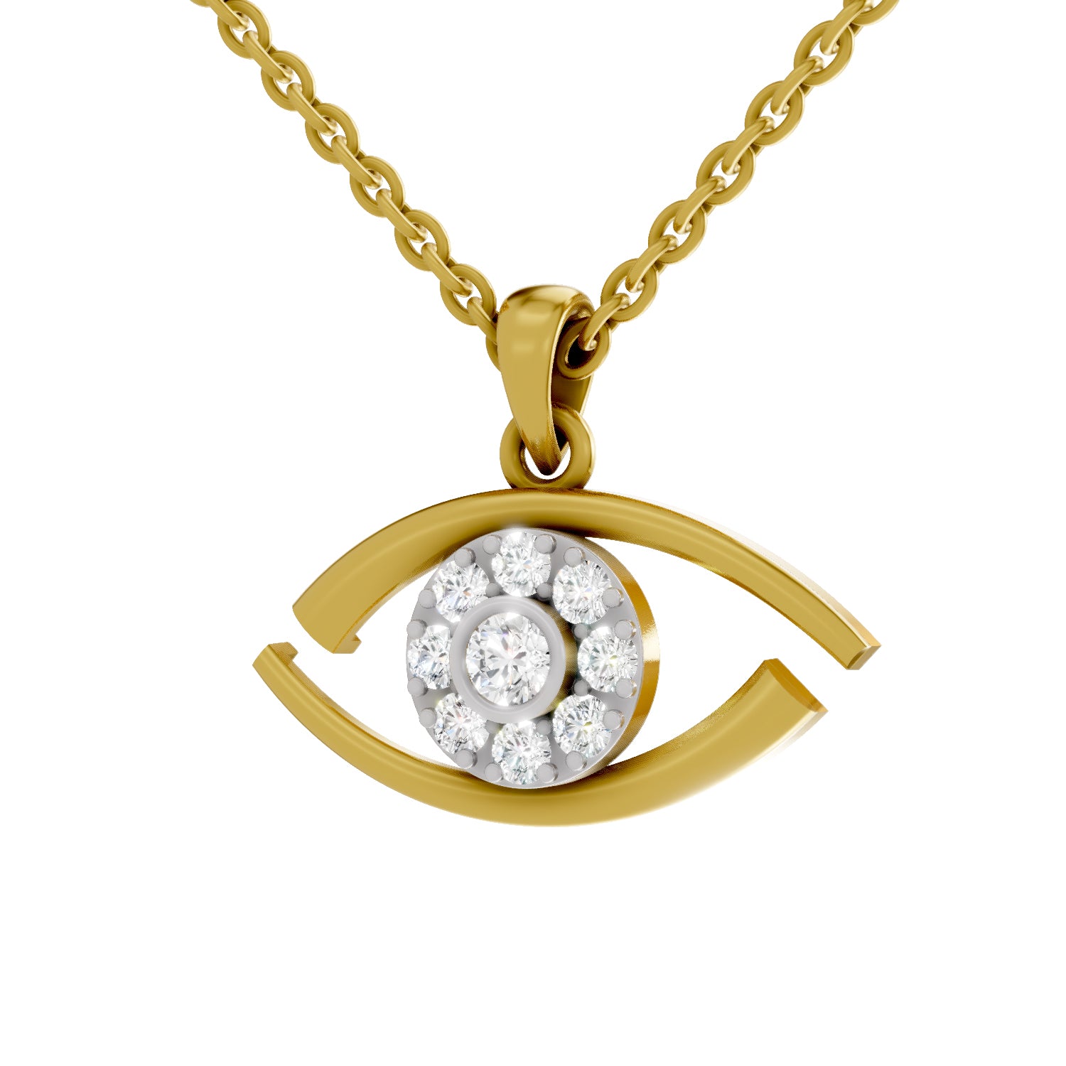 0.51 Carat| 925 Sterling Silver Gold Plated Eye Pendant Necklace