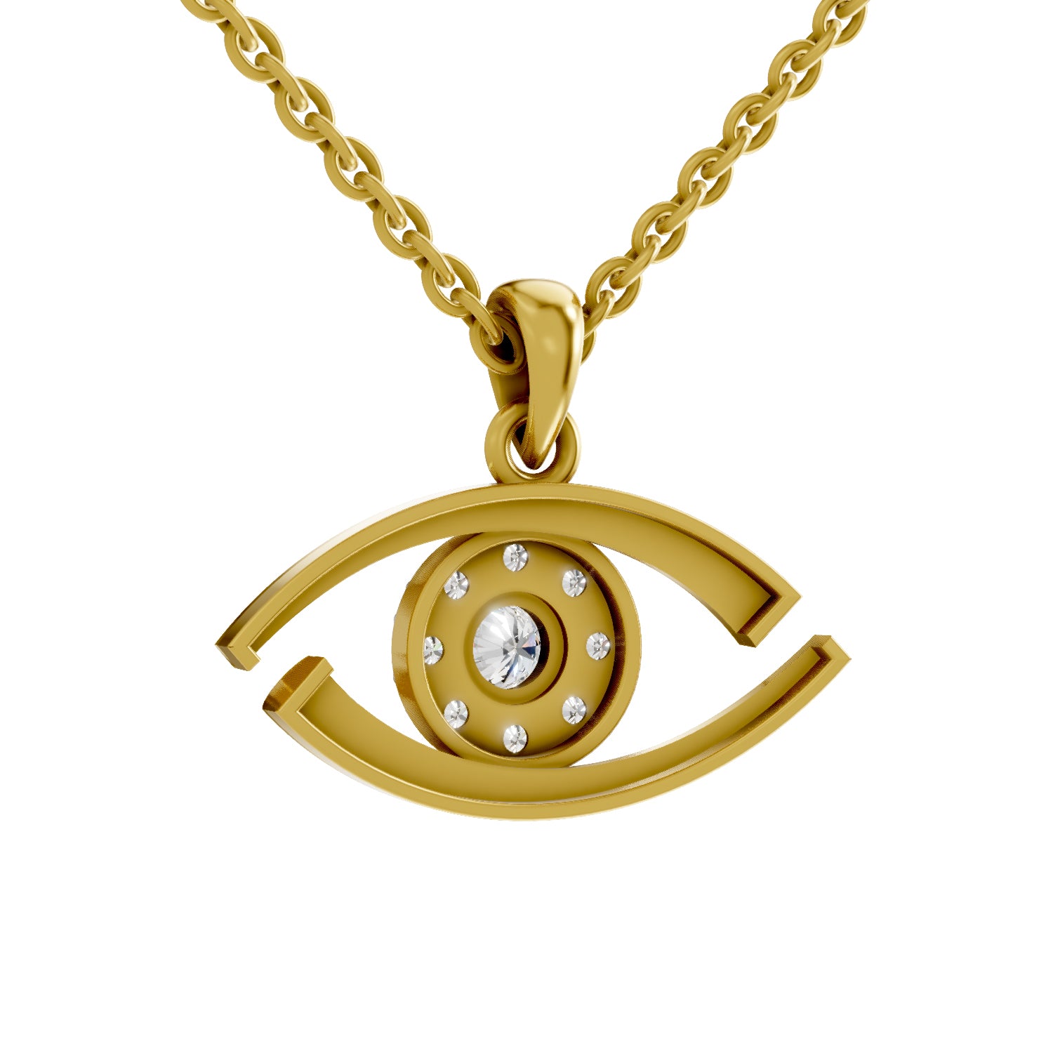 0.51 Carat| 925 Sterling Silver Gold Plated Eye Pendant Necklace