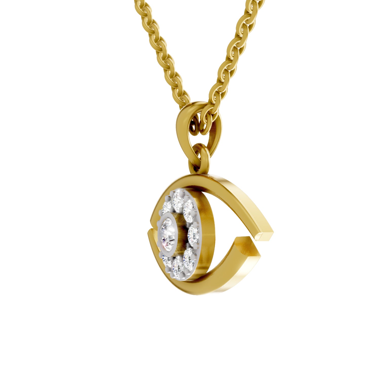 0.51 Carat| 925 Sterling Silver Gold Plated Eye Pendant Necklace