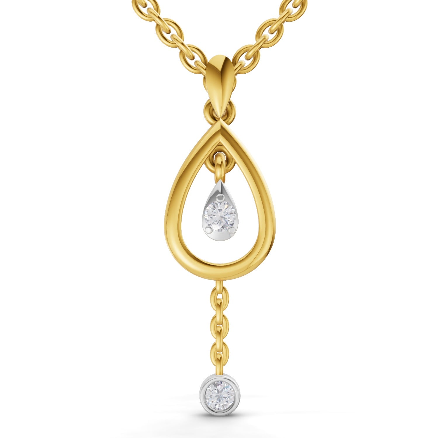 0.09 Carat | 925 Sterling Silver Gold Plated Teardrop Pendant