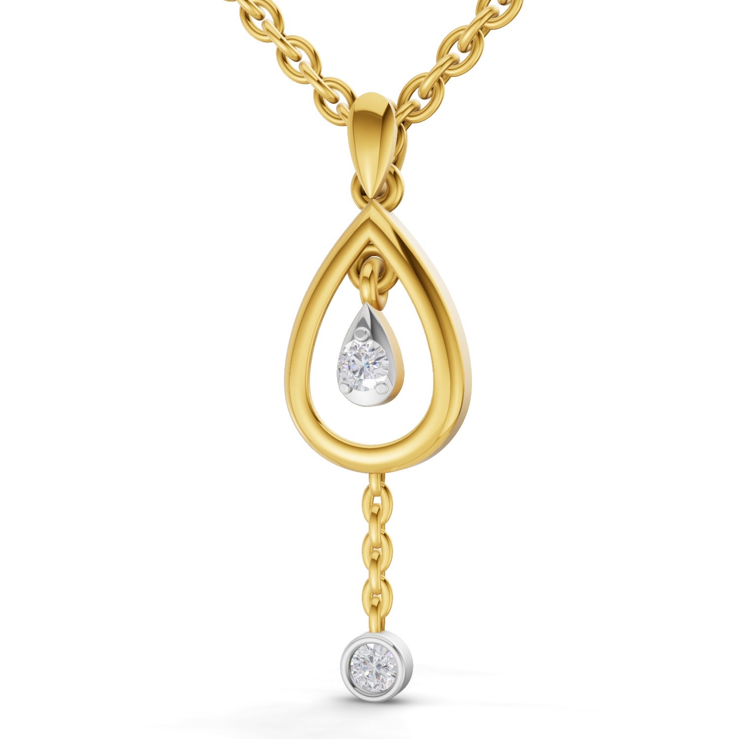 0.09 Carat | 925 Sterling Silver Gold Plated Teardrop Pendant