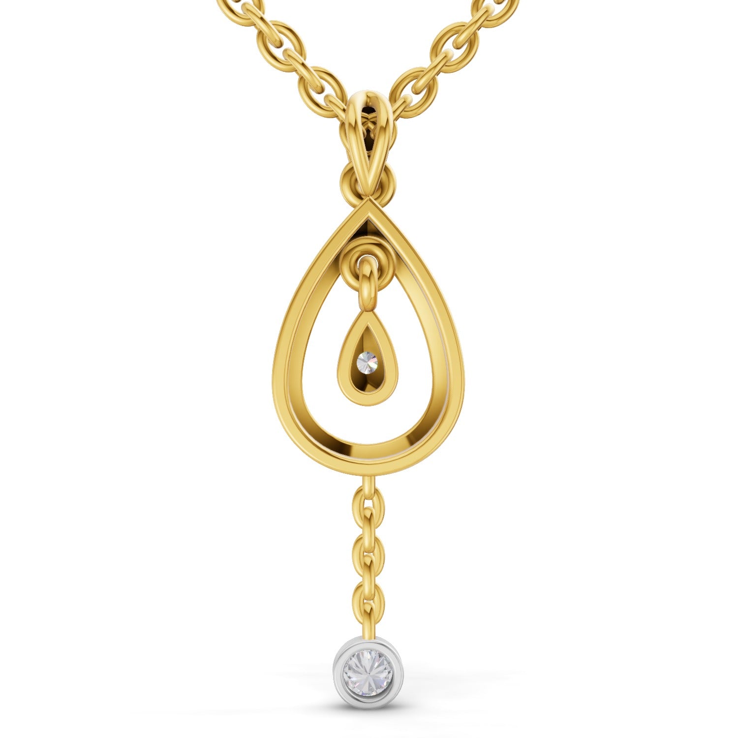 0.09 Carat | 925 Sterling Silver Gold Plated Teardrop Pendant
