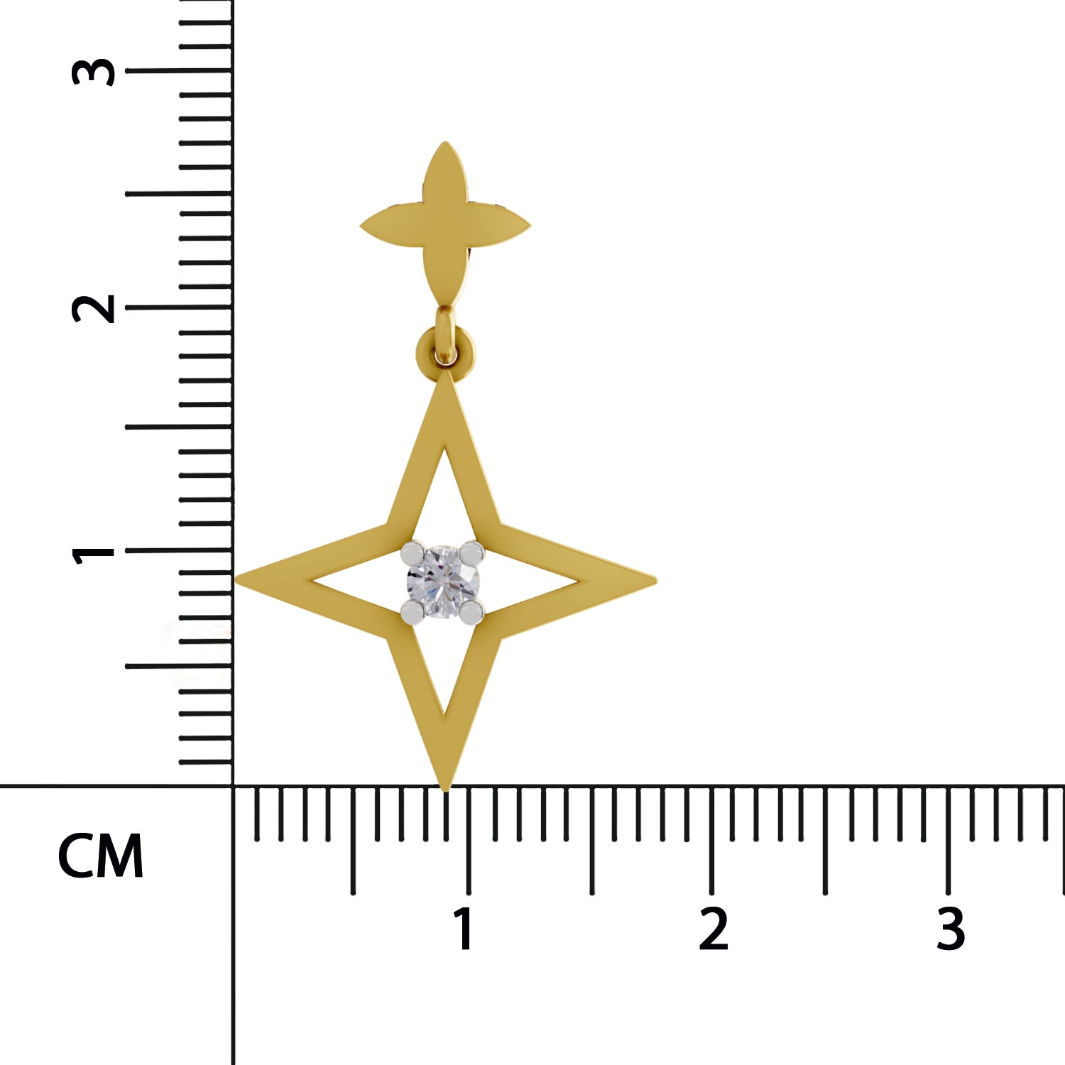 0.08 Round Shape | 925 Sterling Silver Gold Plated Star Pendant