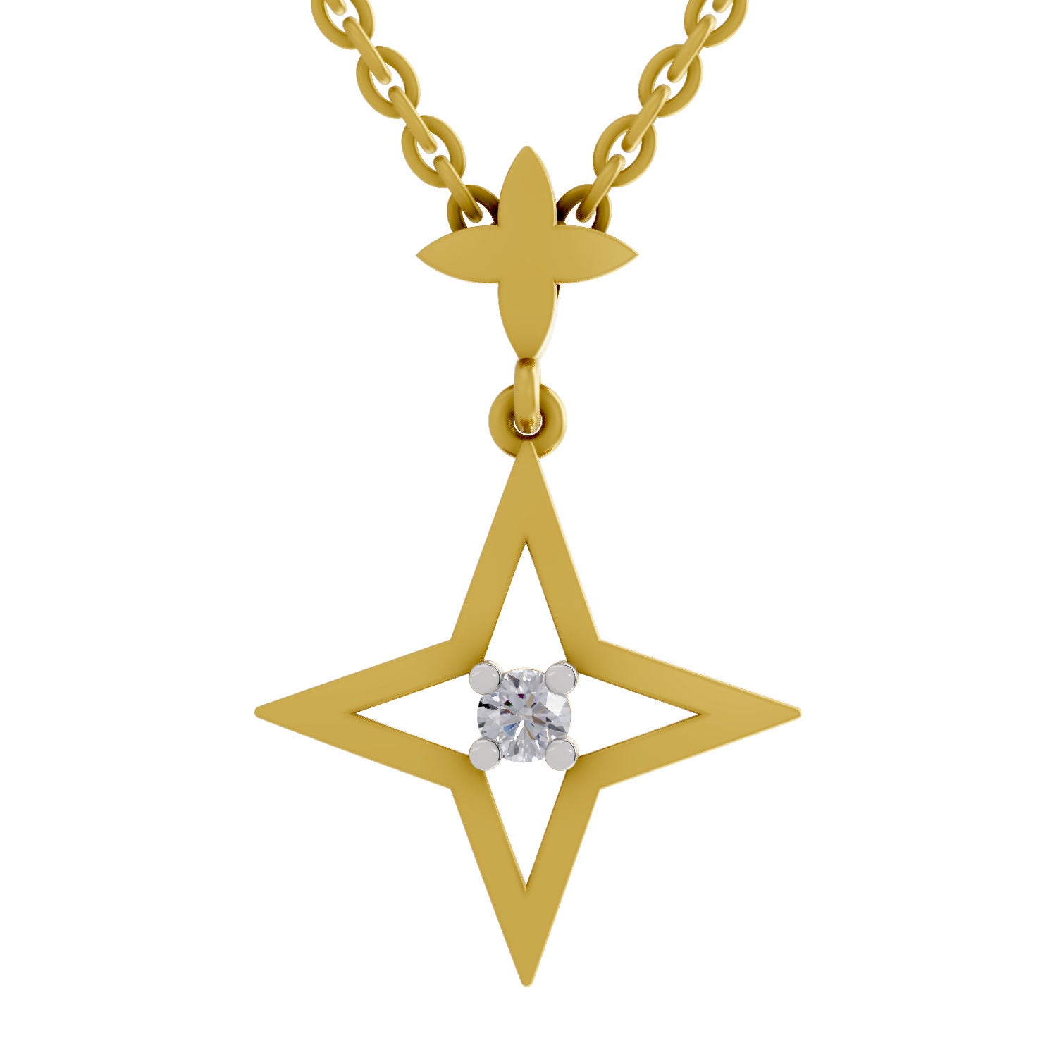 0.08 Round Shape | 925 Sterling Silver Gold Plated Star Pendant