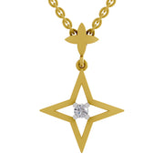 0.08 Round Shape | 925 Sterling Silver Gold Plated Star Pendant