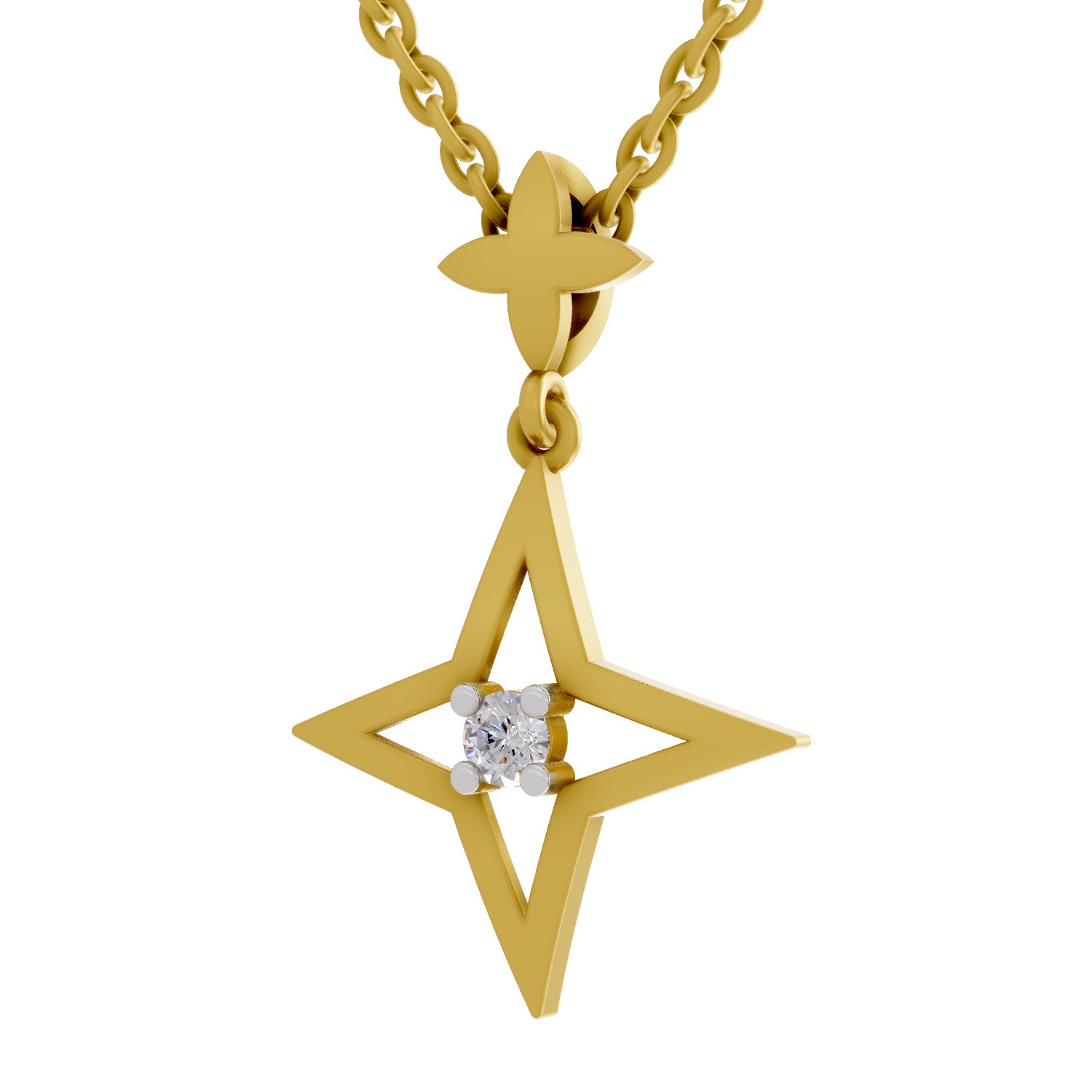 0.08 Round Shape | 925 Sterling Silver Gold Plated Star Pendant