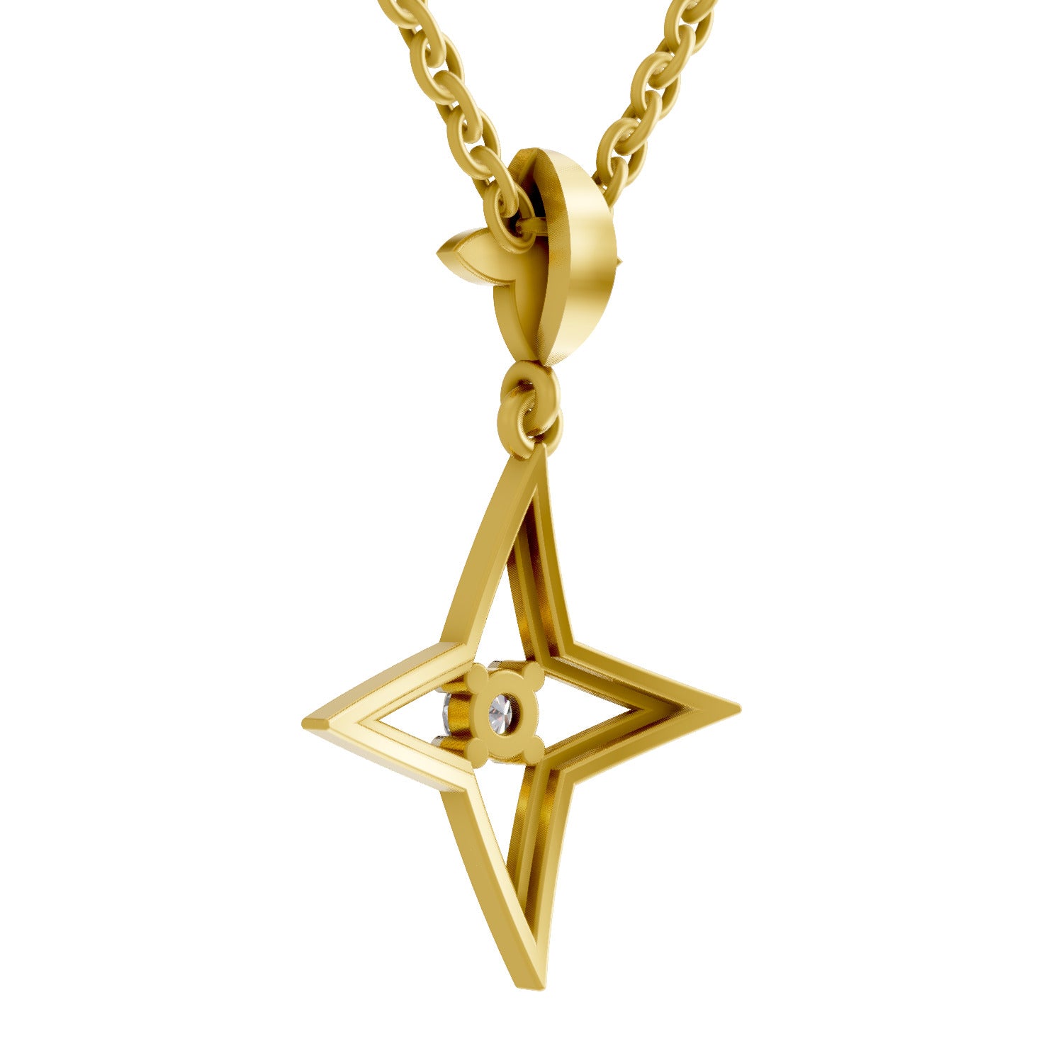 0.08 Round Shape | 925 Sterling Silver Gold Plated Star Pendant