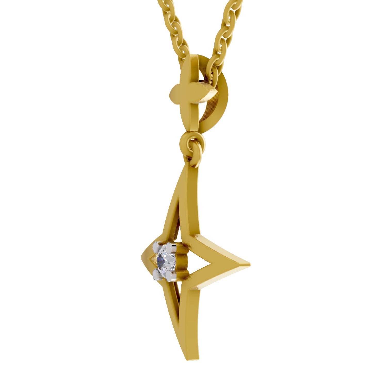 0.08 Round Shape | 925 Sterling Silver Gold Plated Star Pendant